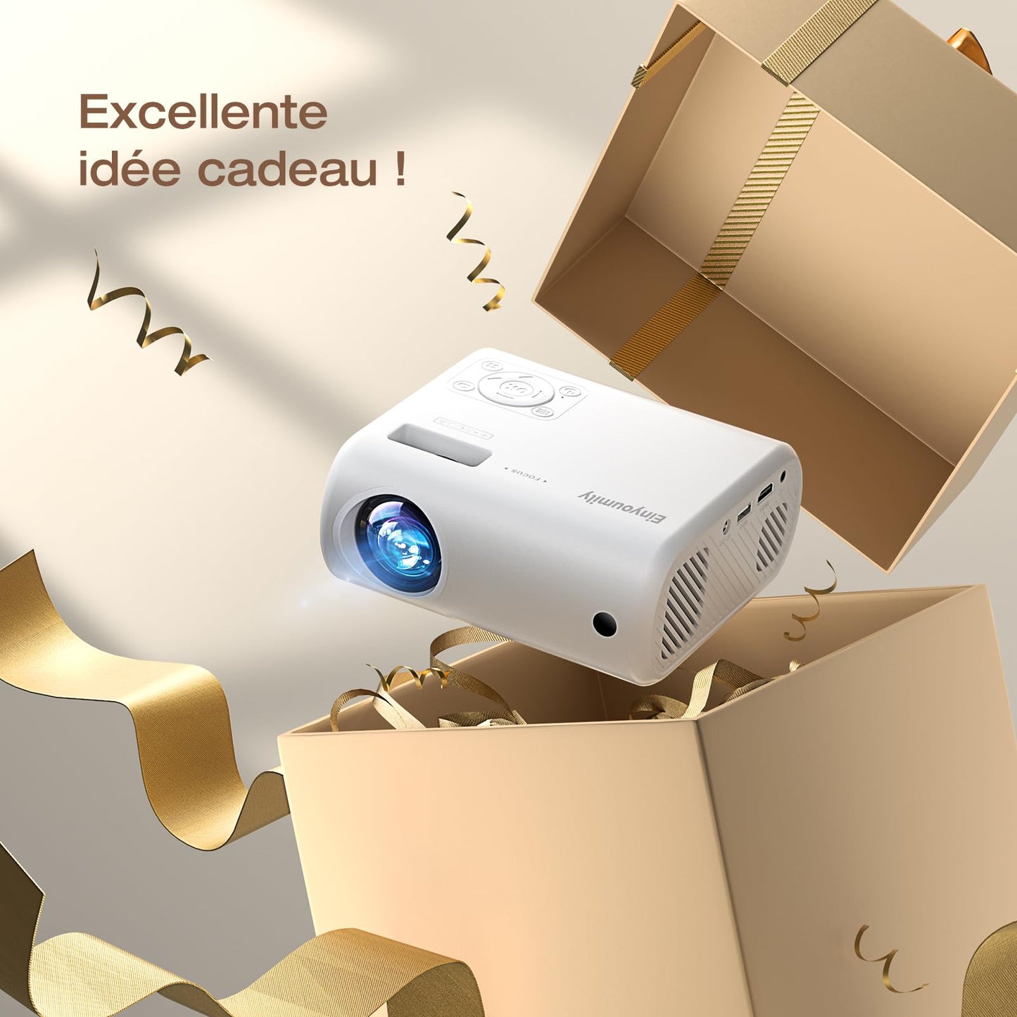 Mini Projector Portable 20000 Lux Projector 4K Supported 180° Rotation & Auto Keystone, Outdoor Compatible with TV Stick/Windows/iOS/Android/HDMI/USB (1080P)