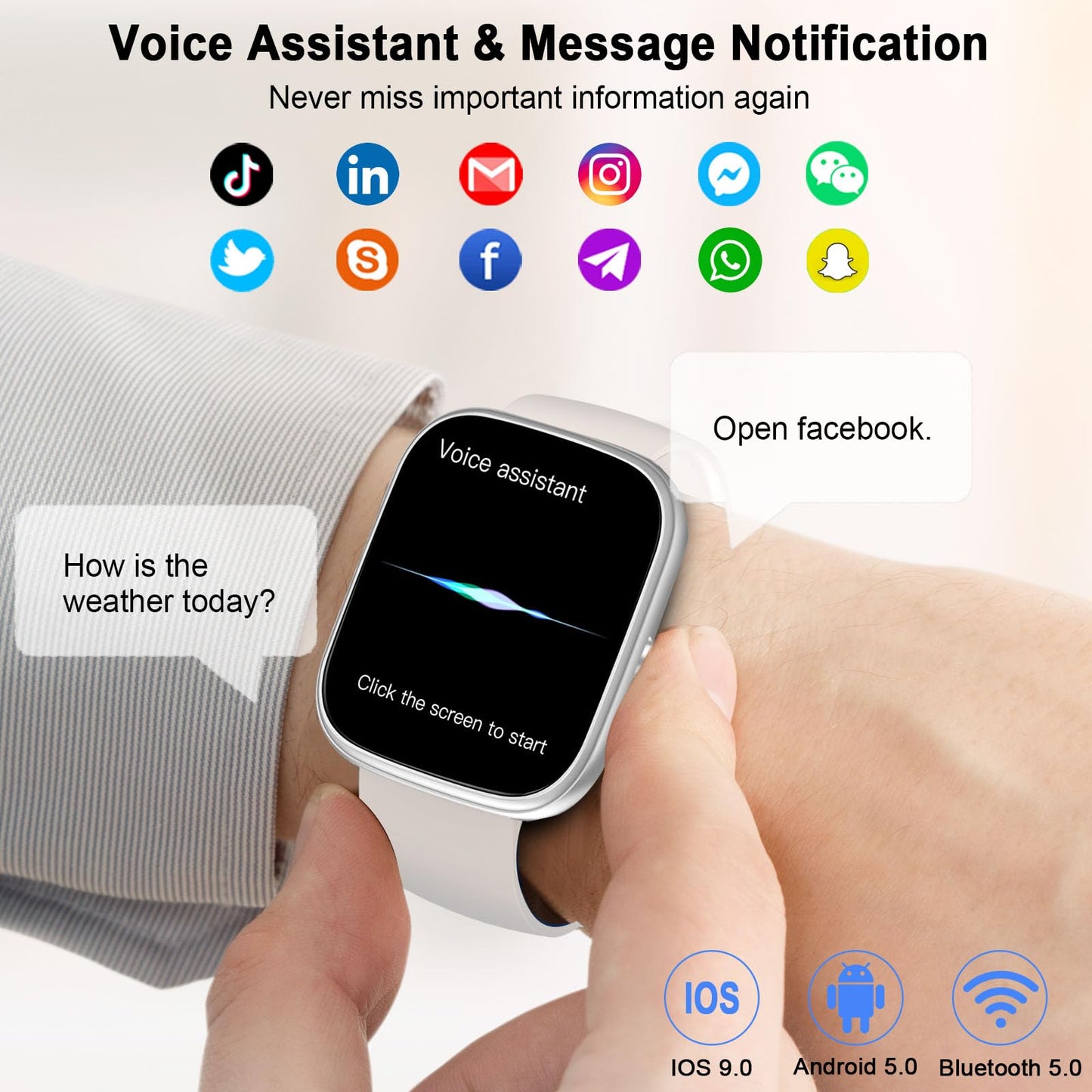 Smart Watch for Men Women Answer/Make Calls, 1.91" Fitness with Heart Rate Sleep Monitor, Step Counter Fitness Sports Activity Waterproof