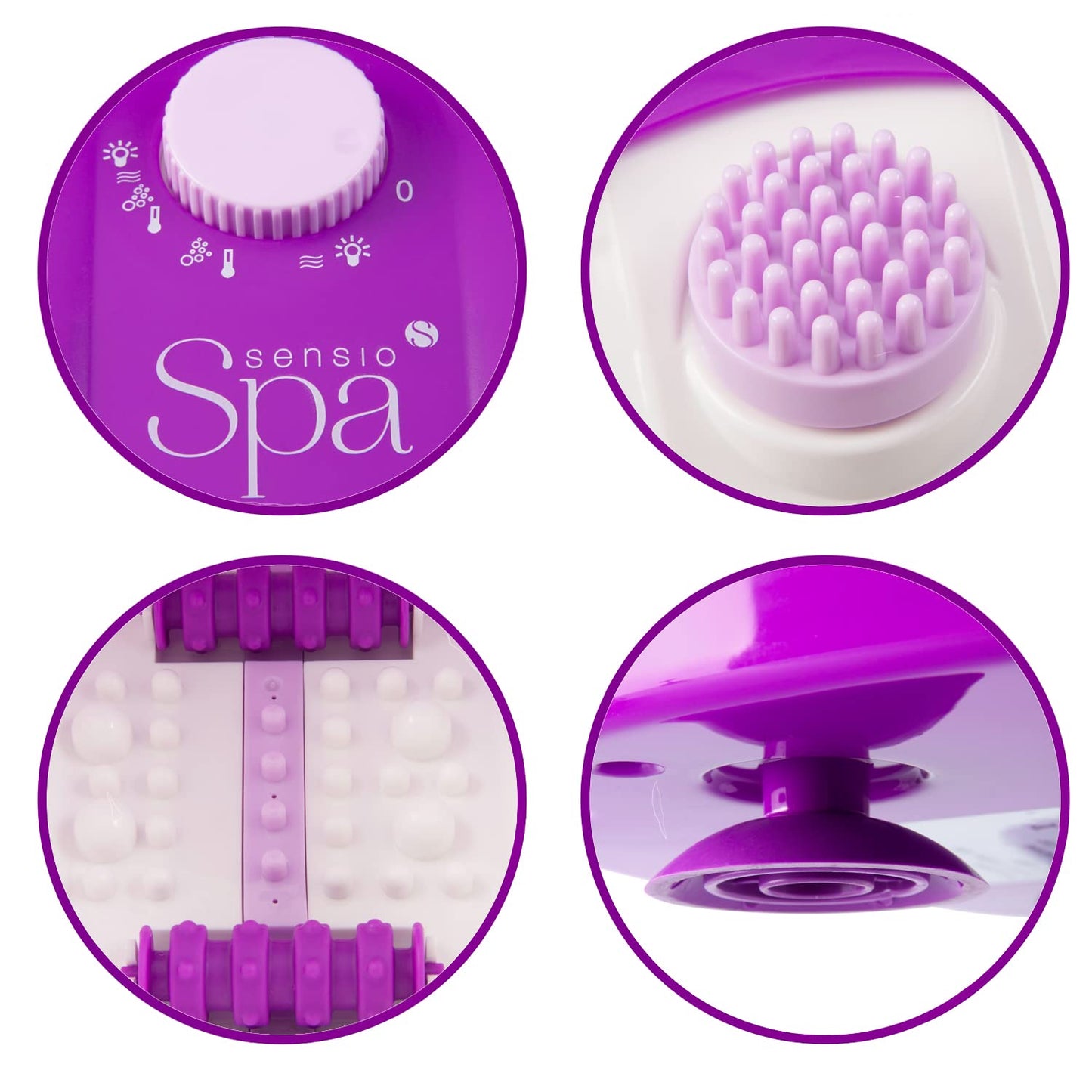 Sensio Spa Pedicure Foot Massager Bath – Heat, Bubbles & 9 Massage Accessories for Ultimate Home Foot Therapy, White & Purple