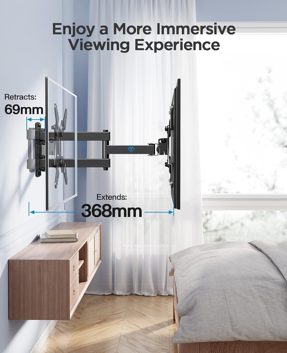 PERLESMITH TV Wall Bracket for 13-42 inch TVs, Swivels Tilts TV Wall Mount for Flat & Curved TV,VESA 75x75mm to 200x200mm up to 20kg