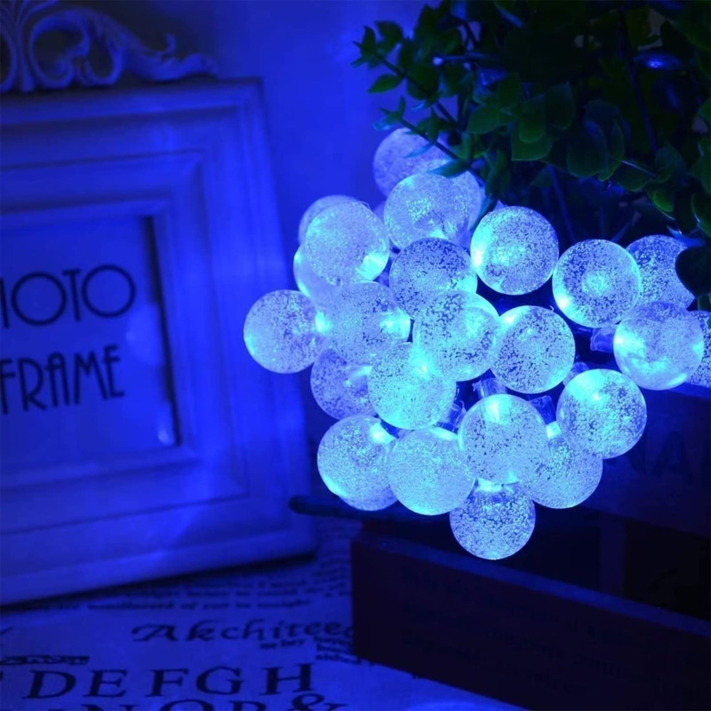 Solar Garden Lights Outdoor, 36ft 60 LED Solar String Lights Waterproof, Solar Powered Crystal Ball Indoor/Outdoor Fairy Lights Decorative Lights for Garden, Patio, Yard, Festival, Parties (White)