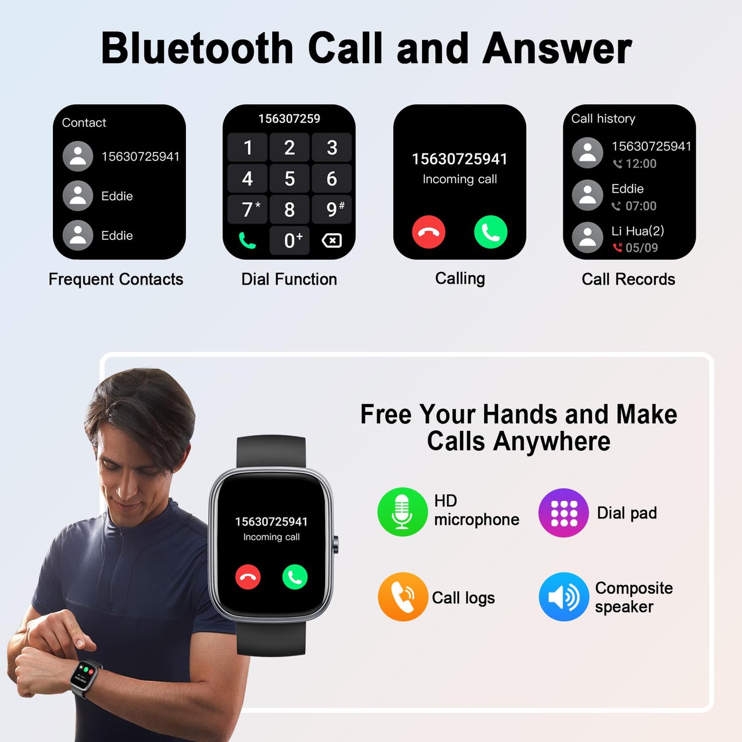 Smart Watch for Men Women Answer/Make Calls, 1.91" Fitness with Heart Rate Sleep Monitor, Step Counter Fitness Sports Activity Waterproof