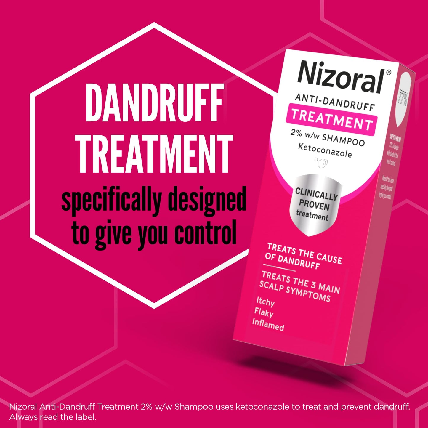 Nizoral Anti-dandruff Shampoo, Treats and Prevents Dandruff, Suitable for Dry Flaky and Itchy Scalp, Contains Ketoconazole - 60ml