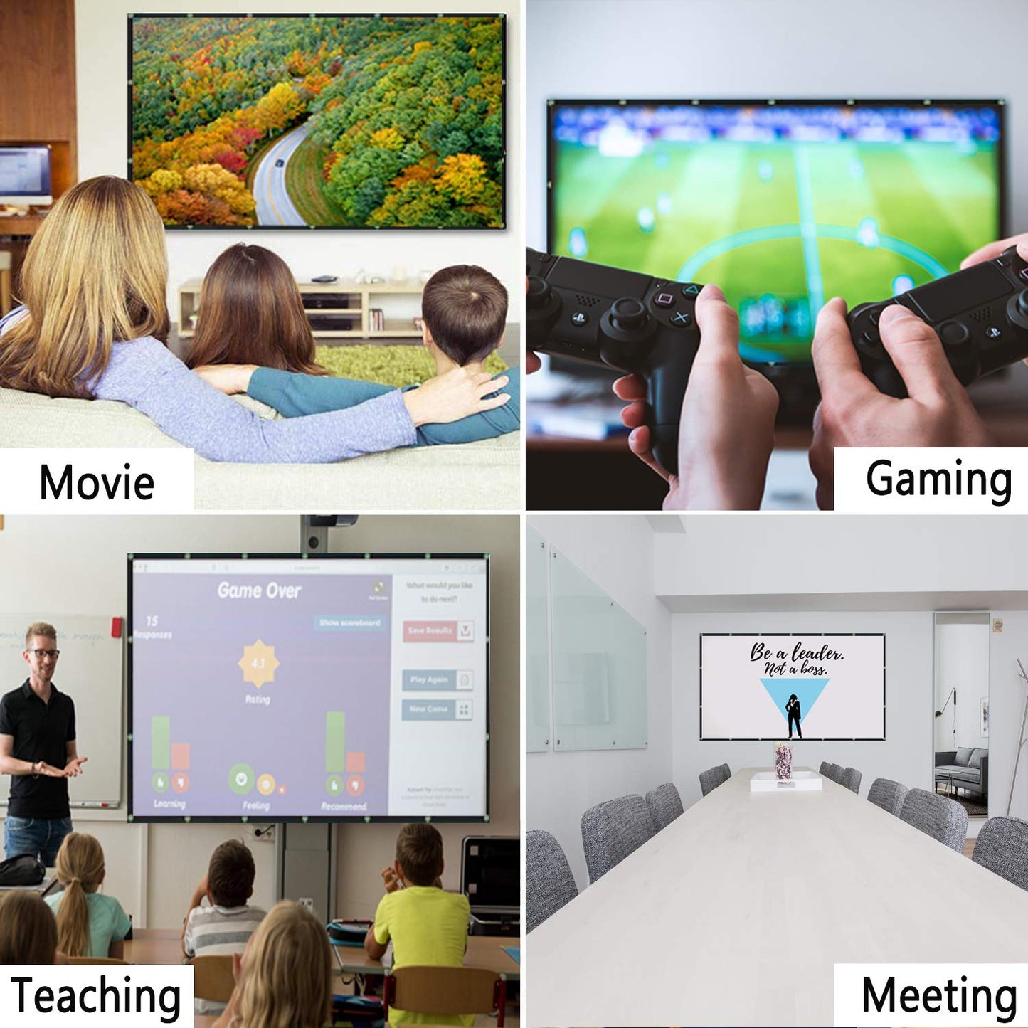 OWill 100 inch Projector Screen 16:9 HD Foldable for Home Theater Cinema Indoor Outdoor