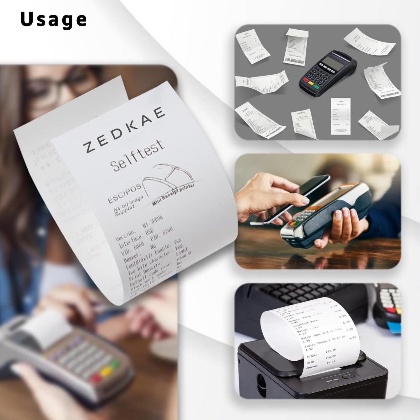 ZEDKAE 57 x 40mm Thermal Till Rolls for PDQ Credit Card Machines | Card Receipt Paper Rolls (Pack of 25)