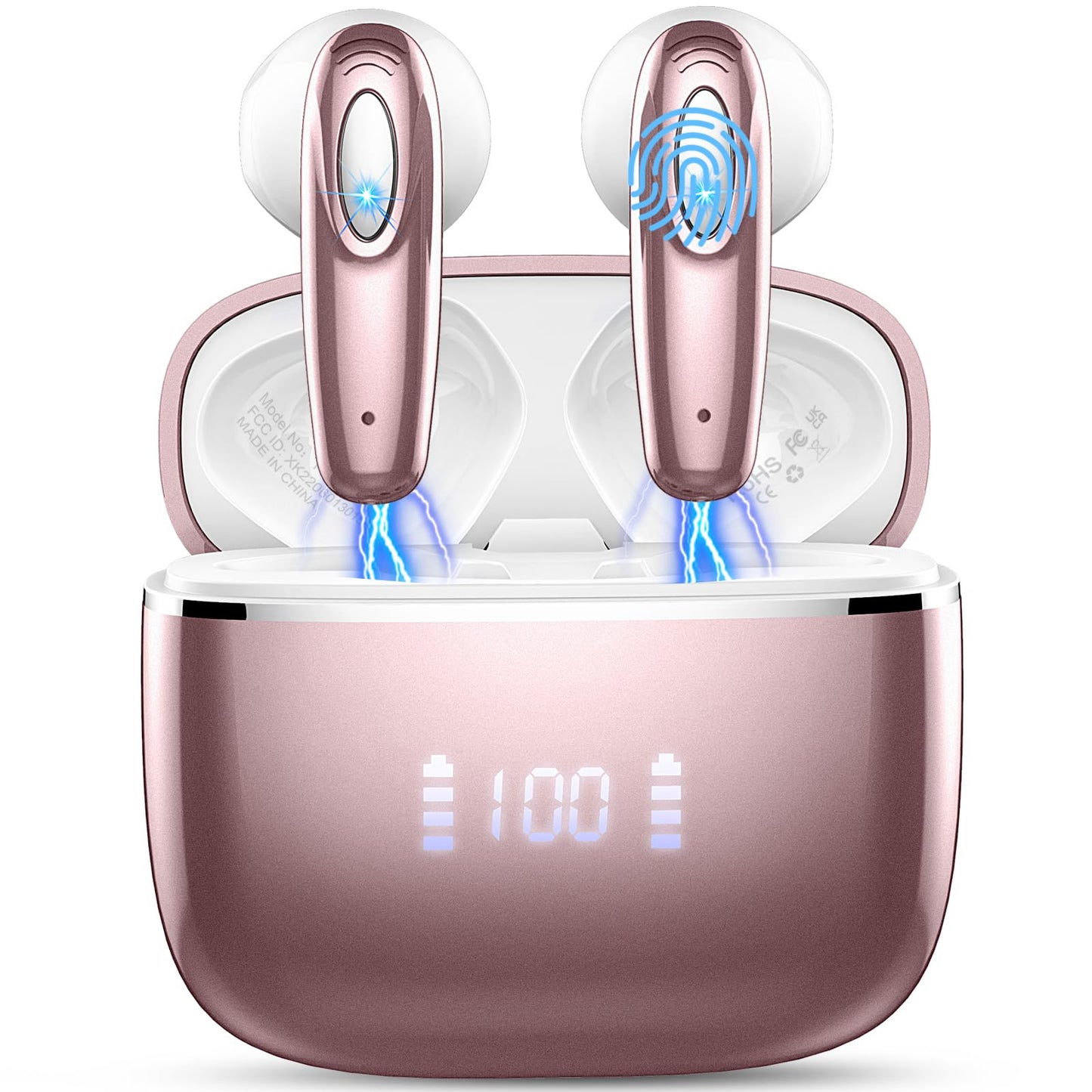 Wireless Earbuds, Bluetooth 5.3 Headphones 2024 .ENC Noise Cancelling Mic Ear buds, 40H Deep Bass Wireless Waterproof Bluetooth Earphones