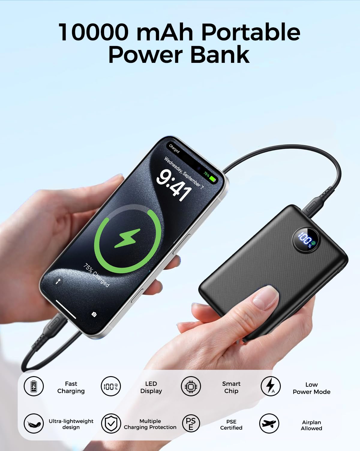 LKOUY 22.5W Super Fast Charging Power Bank – Ultra Slim, Lightweight, Triple Ports USB