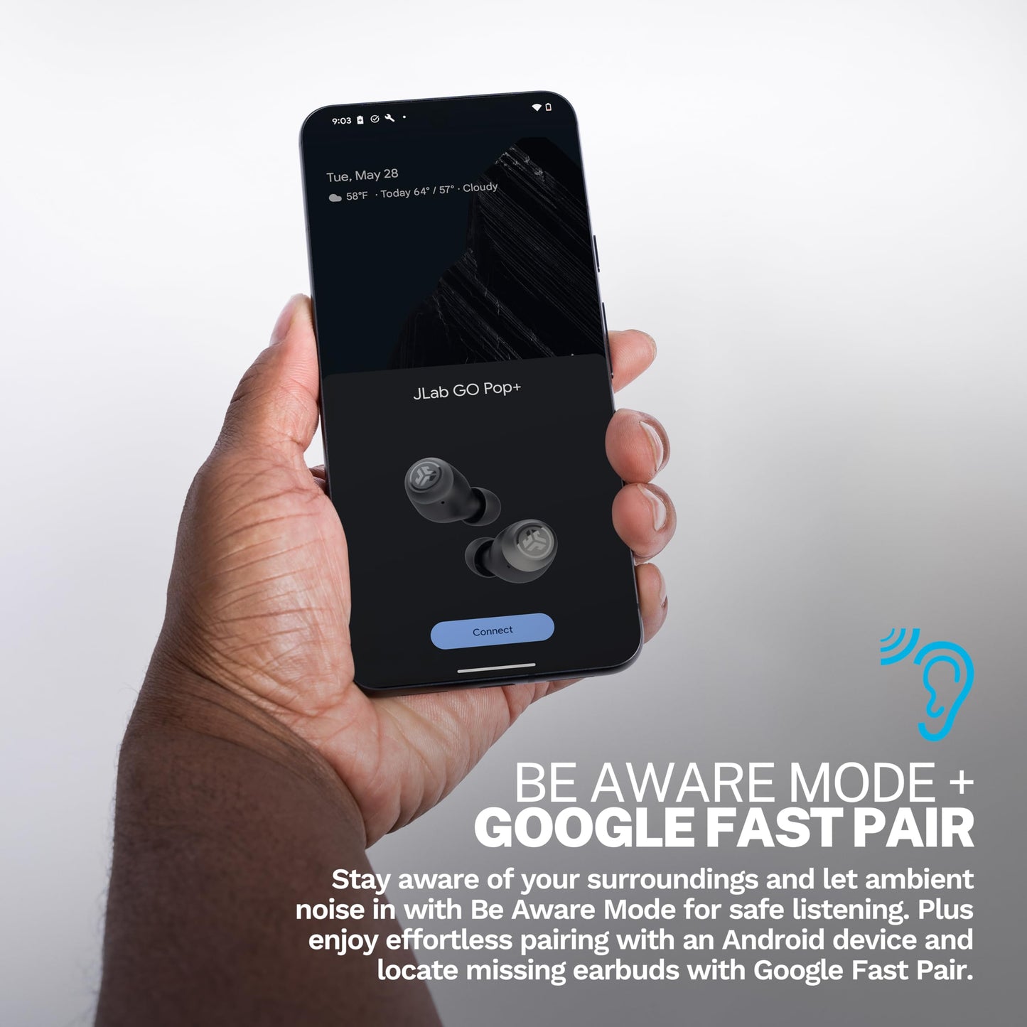 JLab Go Air Pop+ True Wireless Earbuds – Bluetooth Earphones with 35H Playtime, USB-C Charging Case, EQ3 Sound & Multipoint, Black