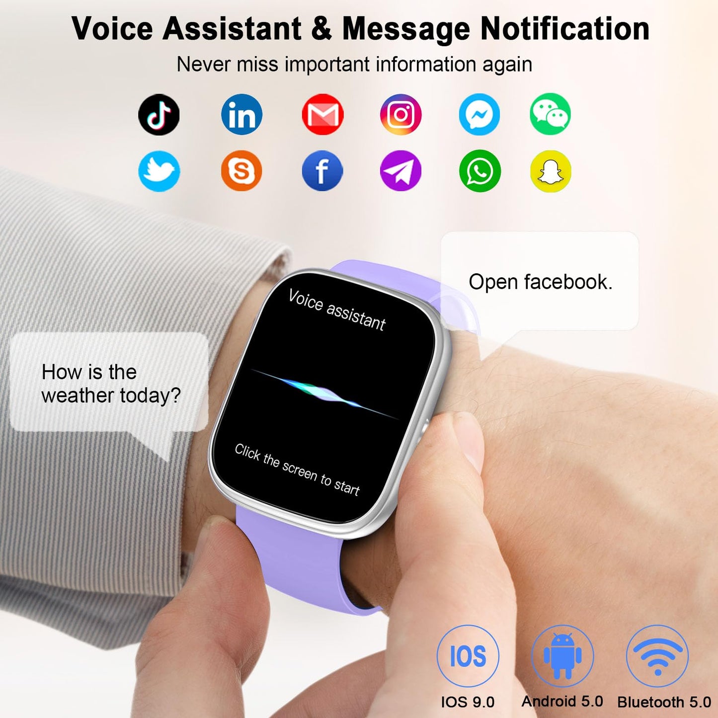 Smart Watch for Men Women Answer/Make Calls, 1.91" Fitness with Heart Rate Sleep Monitor, Step Counter Fitness Sports Activity Waterproof