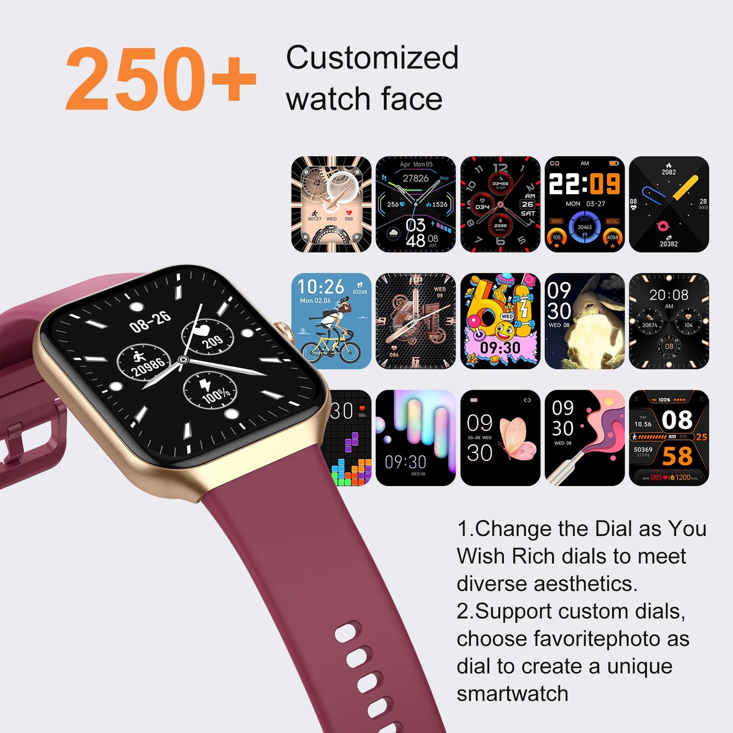Smart Watch for Men Women Answer/Make Calls, 1.96" Fitness with Step Counter Heart Rate Sleep Monitor, Fitness Sports Activity Waterproof, Smartwatches for Android IOS