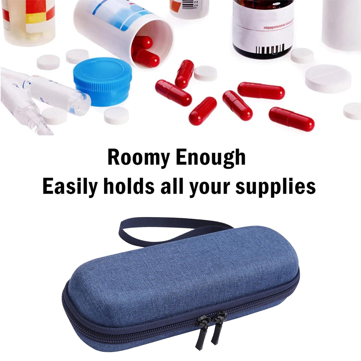 ARROMI Monjaro Insulin Cooler Travel Case – Diabetic Medicine Bag with 2 Ice Packs for Supplies (Blue)