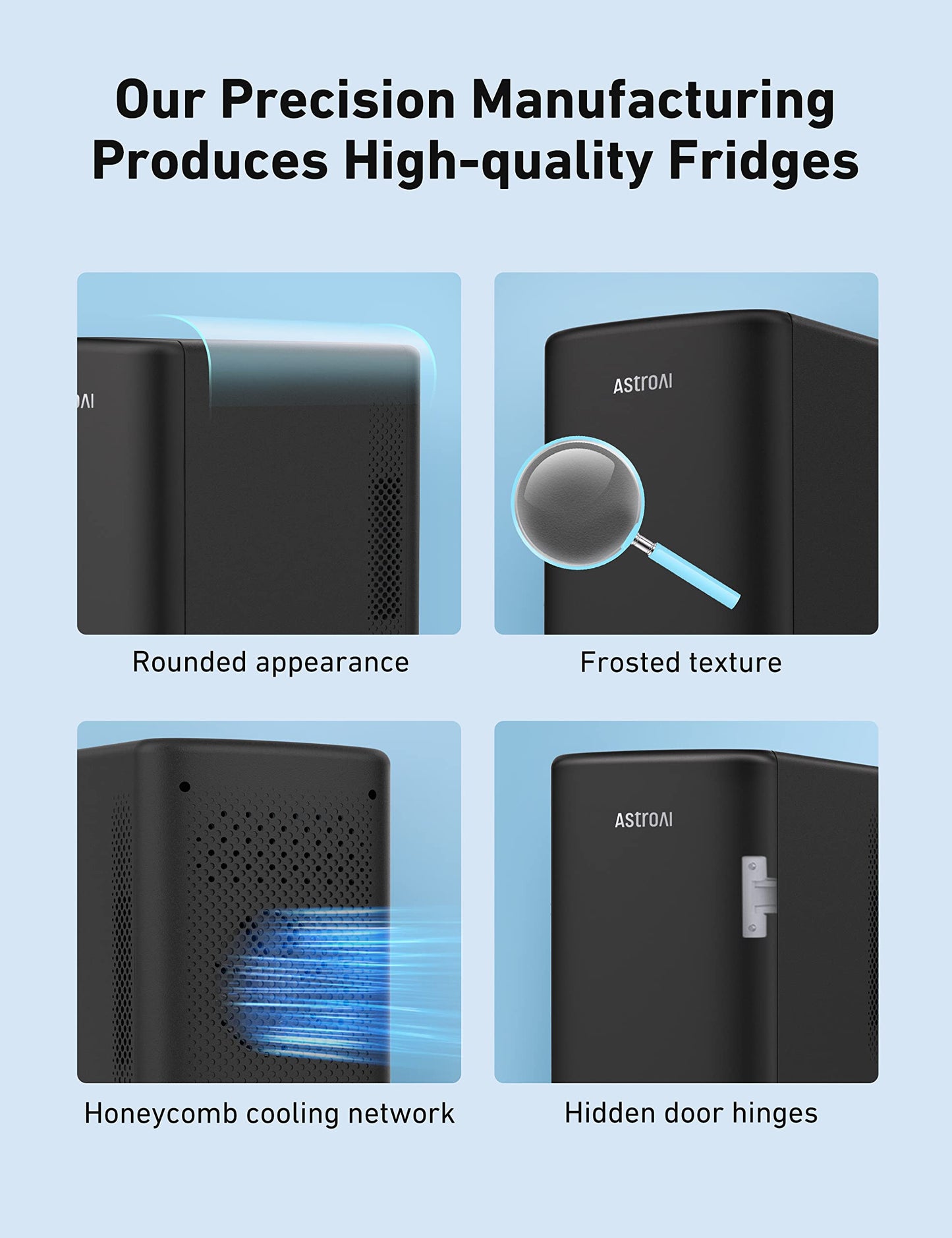 AstroAI 6L Mini Fridge – Portable Cooler & Warmer for Skincare, Drinks, Car, Bedroom & Travel (Deep Black)