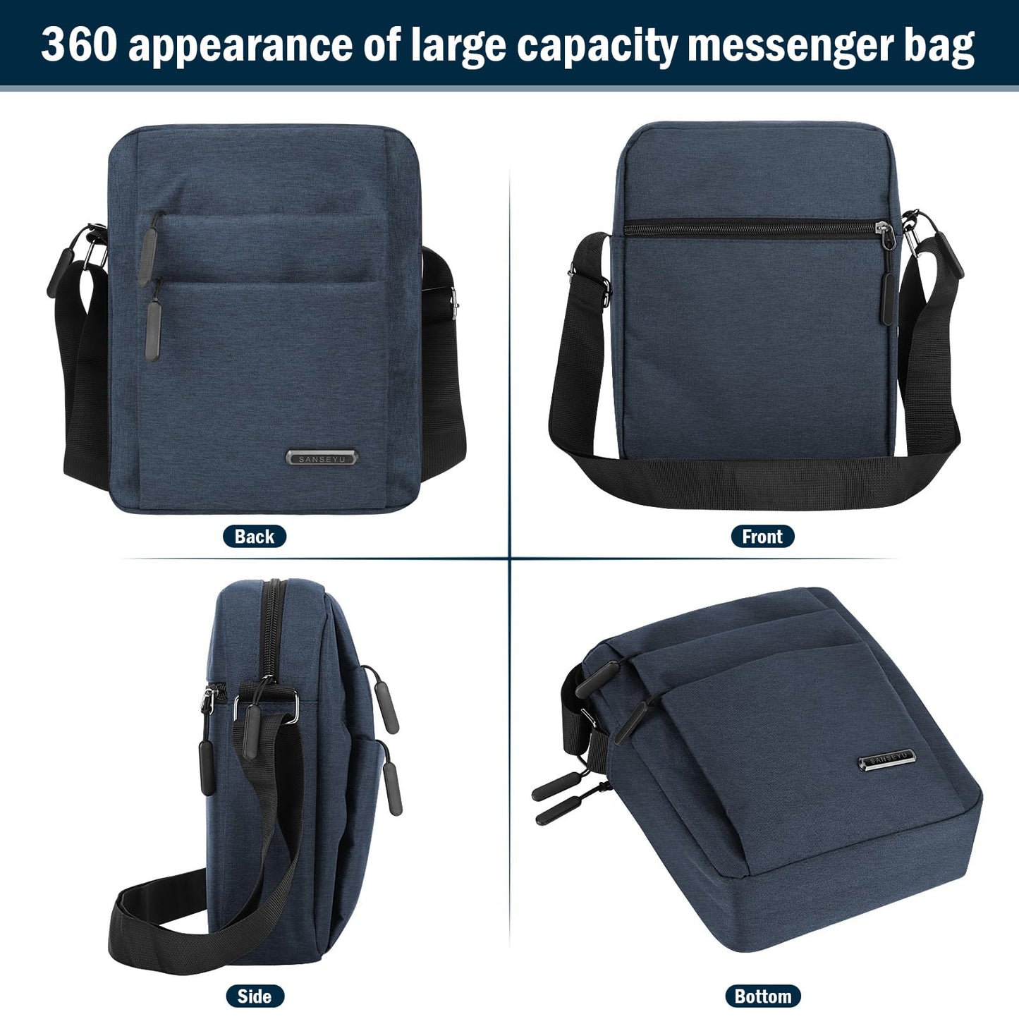Messenger Bag Shoulder Crossbody Bags Men's Small Side Casual Handbag Waterproof Anti Theft Lightweight and Multiple Pockets for Men Women Outdoor Daily Use