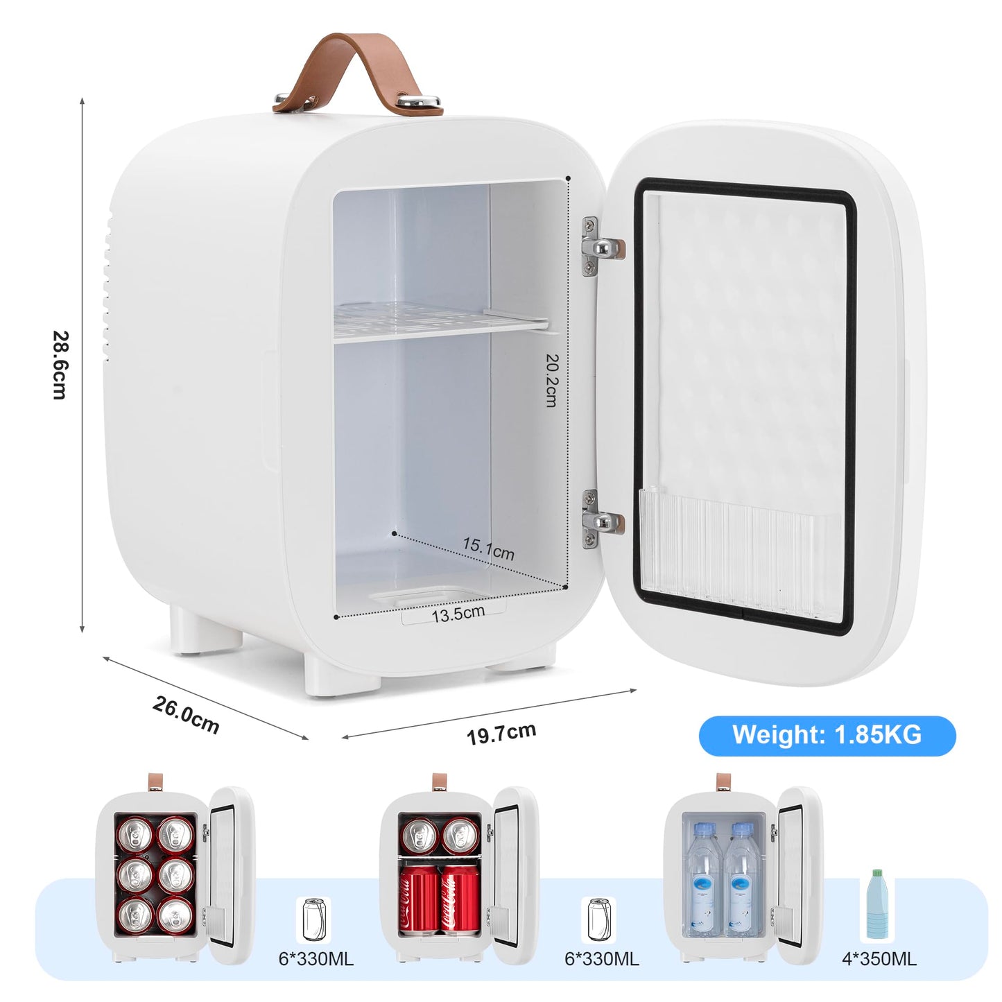 Enventor Mini Fridge 4 Litre/ 6 Can, AC+12V DC Power, Portable Cooler & Warmer, Small Fridge for Bedrooms, Car, Skincare, Fruit and Drinks, Black