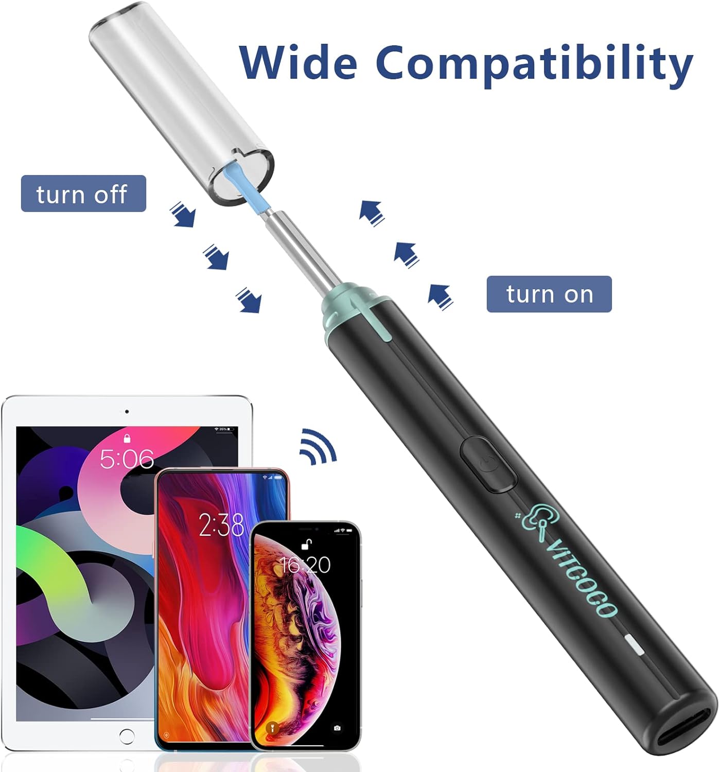VITCOCO Wireless Ear Wax Removal Kit with 1920P FHD Camera, Waterproof Otoscope & 8PCS Ear Spoons