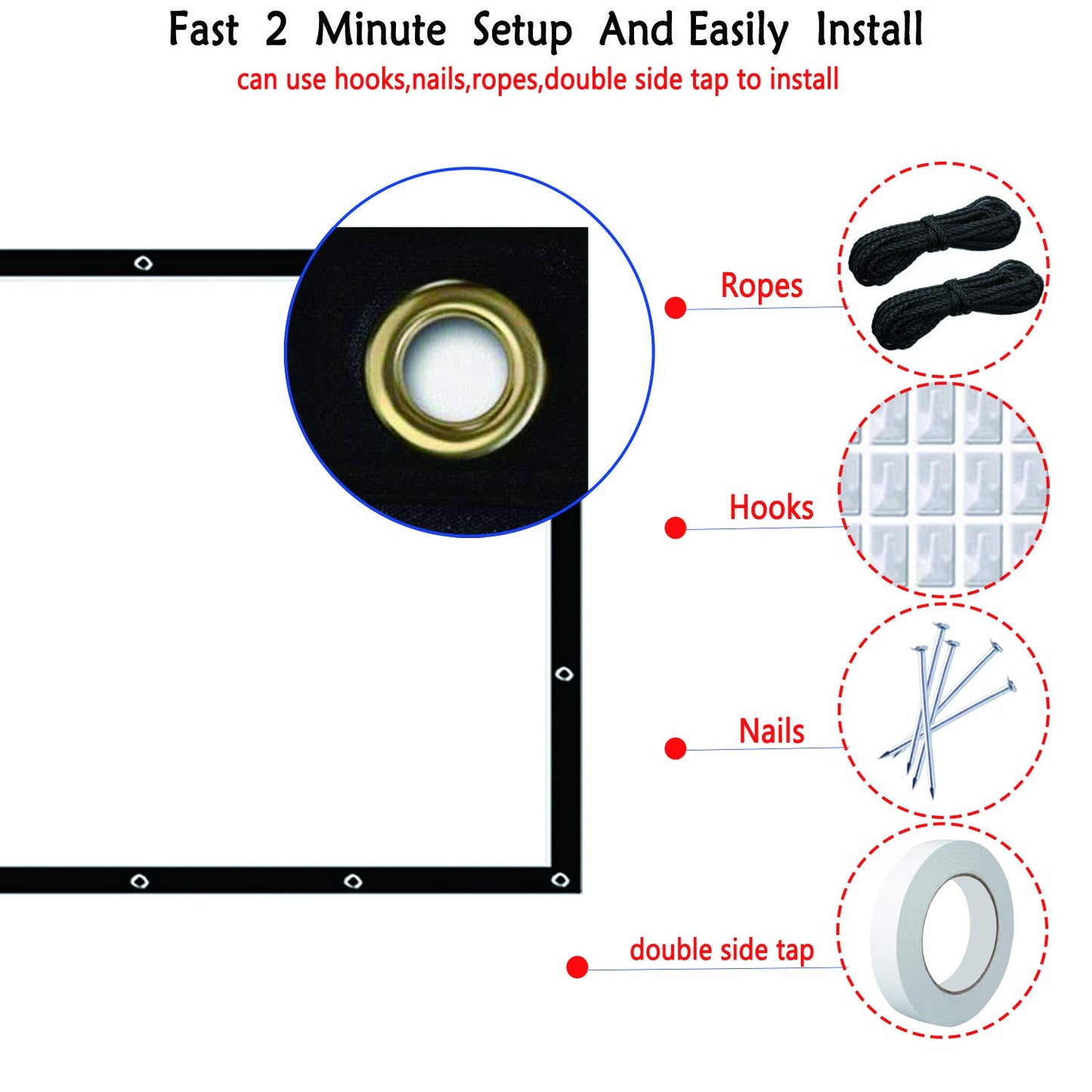 OWill 100 inch Projector Screen 16:9 HD Foldable for Home Theater Cinema Indoor Outdoor