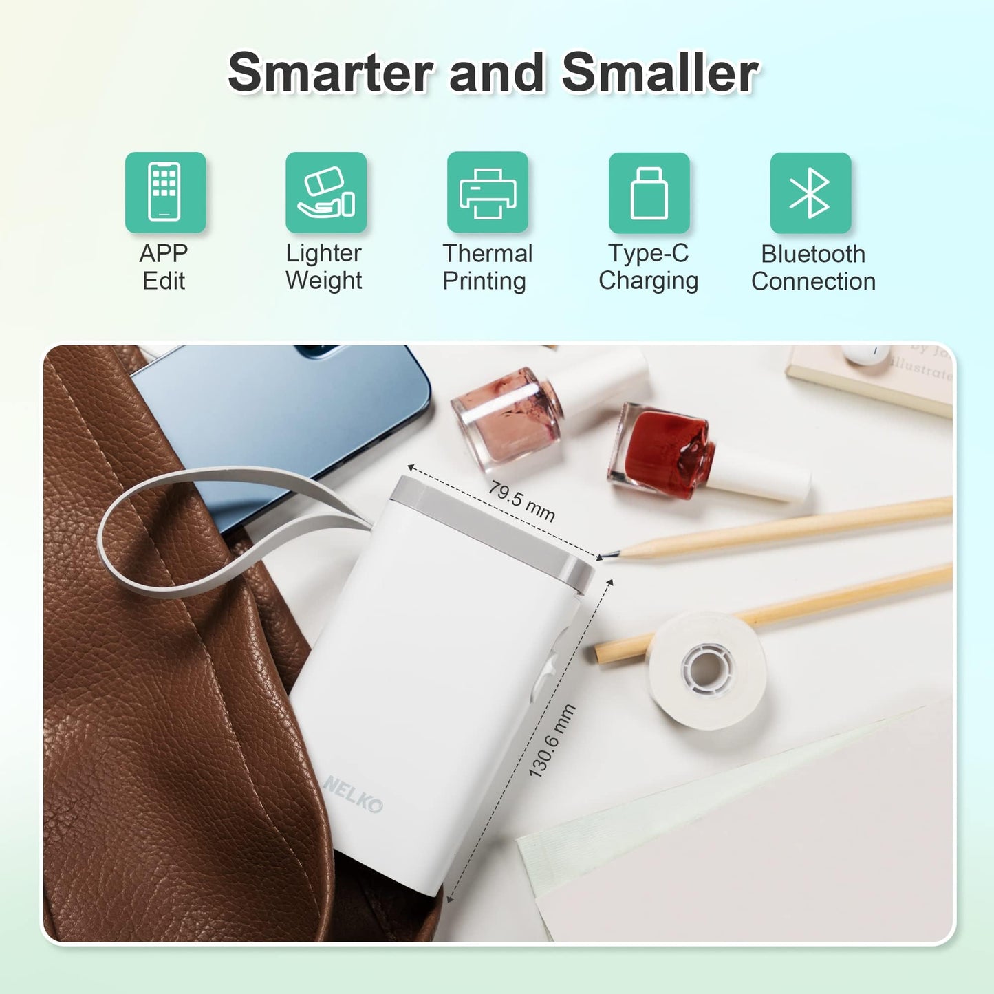 Nelko Label Maker Machine P21 – Bluetooth Portable Label Printer with Tape, Mini Wireless Sticker Maker for Organizing, Barcode, Home & Office – White