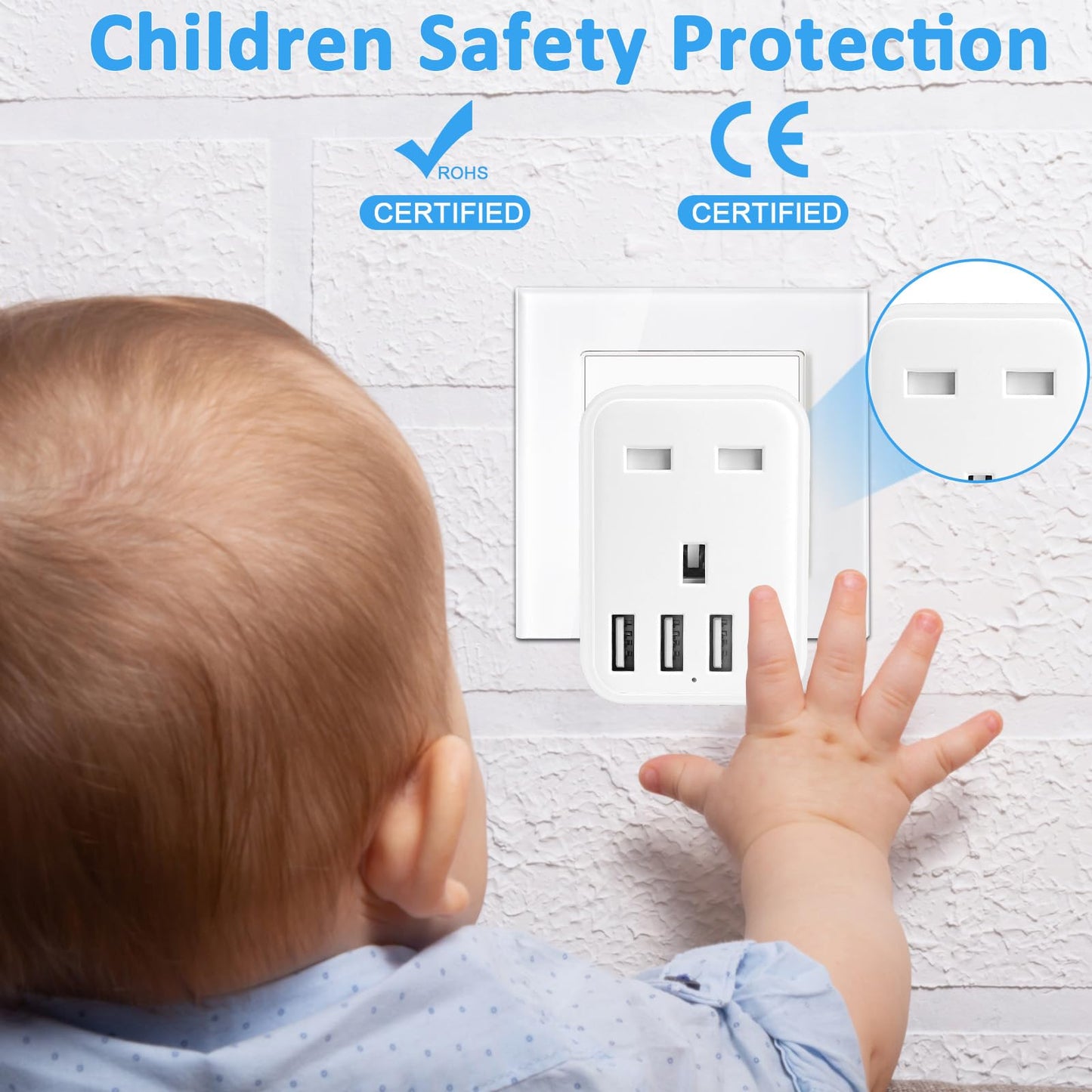European to uk plug adapter,travel adapter UK to European Plug with Ports,European Travel Adapter for Germany Spain France Turkey Greece Iceland