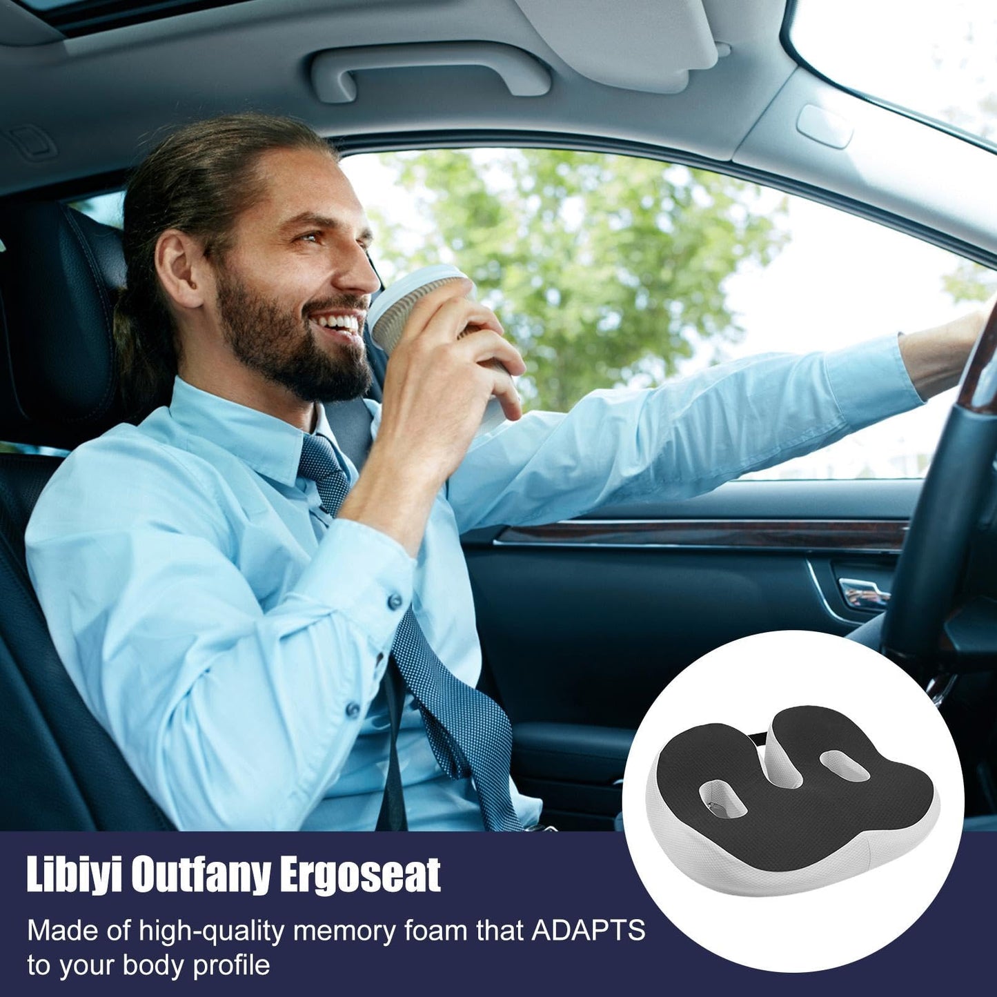 Qeepucak Outfany Ergoseat, Libiyi Outfany, Hilipert Ergoseat, Hilipert Memorys Foam Seat Cushion, Orthopedic Seat Cushion, for Long Sitting, Workers, Students for Studying, Writing