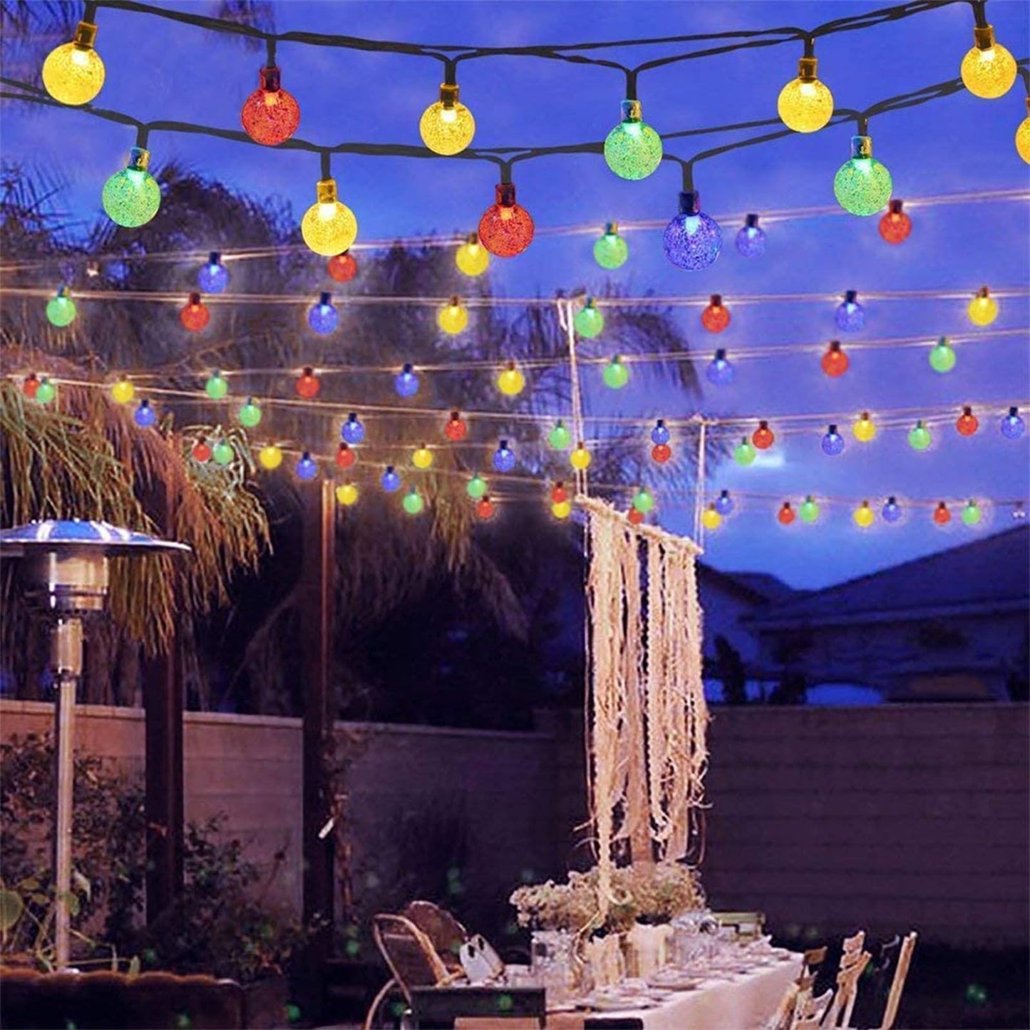 Solar Garden Lights Outdoor, 36ft 60 LED Solar String Lights Waterproof, Solar Powered Crystal Ball Indoor/Outdoor Fairy Lights Decorative Lights for Garden, Patio, Yard, Festival, Parties (White)