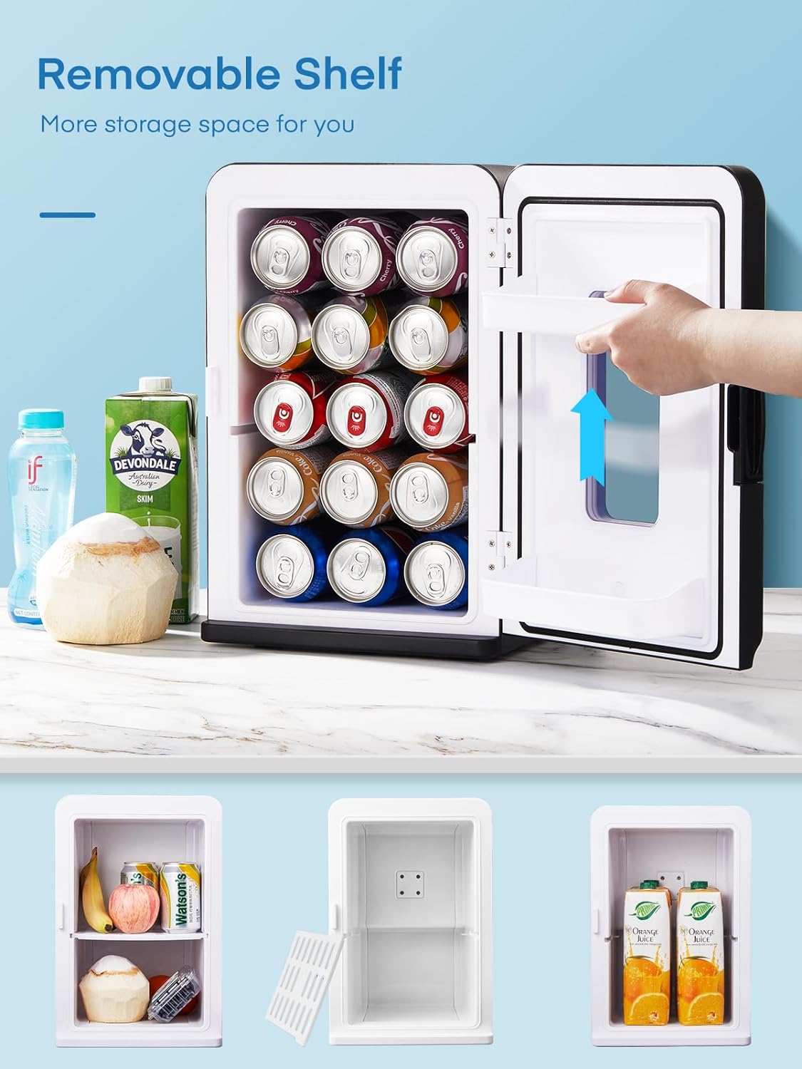Mini Fridge 15L – Small DC Powered Cooler & Warmer for Bedroom, Car, Office, Travel, Holds 21 Cans, Perfect for Beauty & Drinks