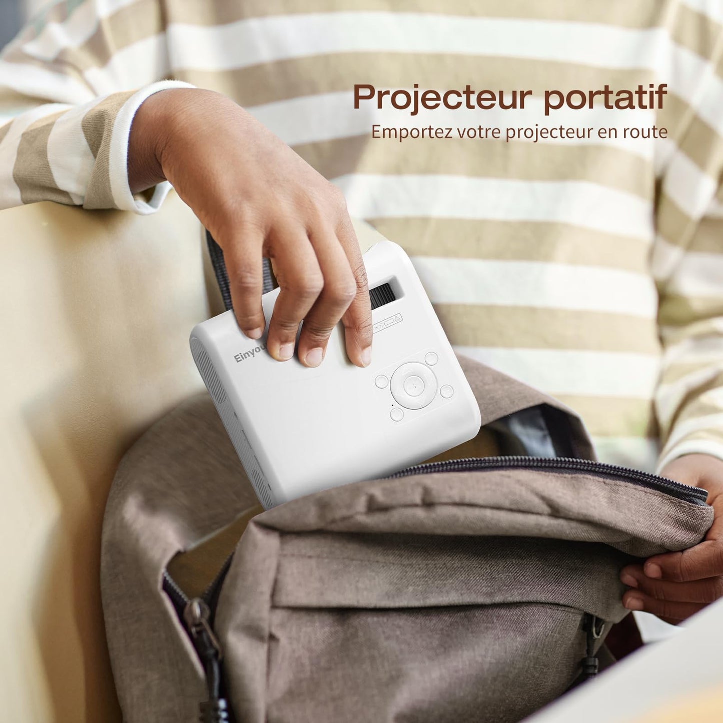 Mini Projector Portable 20000 Lux Projector 4K Supported 180° Rotation & Auto Keystone, Outdoor Compatible with TV Stick/Windows/iOS/Android/HDMI/USB (1080P)