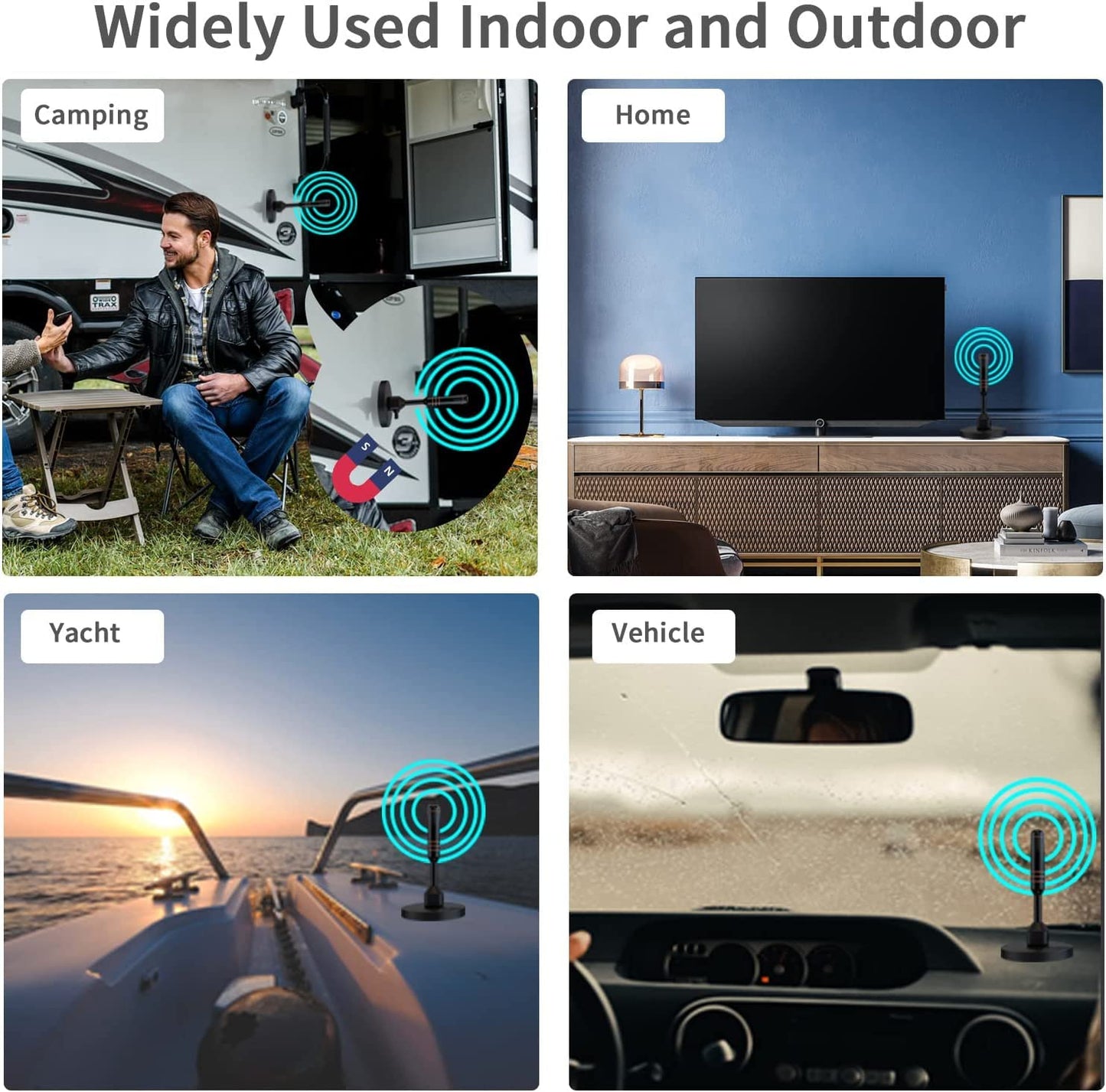 2025 Newest TV Aerial - Indoor TV Aerial for Smart TV with Signal Booster - Digital TV Aerial for Freeview TV 600 Miles Long Range Support 4K 1080P -With Magnetic Base / 16.5FT Coax Cable