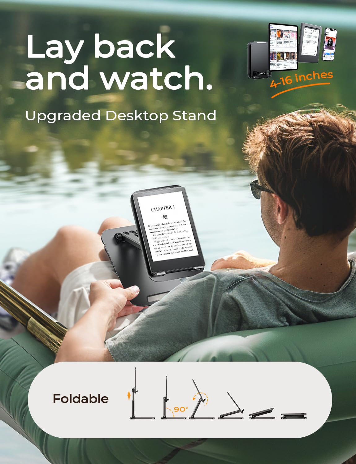 LISEN Adjustable iPad Stand Holder – Portable Tablet Stand for 4.7"-15.6" Devices, Perfect for Desk, Home & Office