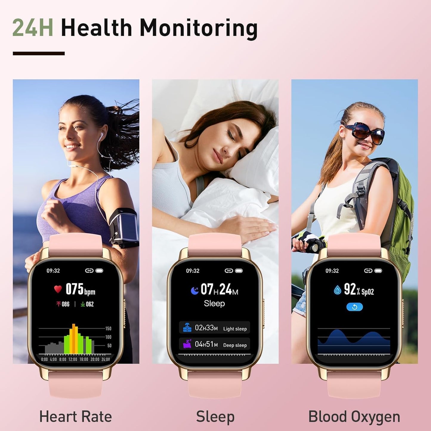 Smart Watch for Men & Women with Call Function, 1.95" HD Display, Heart Rate, SpO2, Sleep Tracker, 100+ Sports Modes, IP68 Waterproof Fitness Tracker for Android & iOS