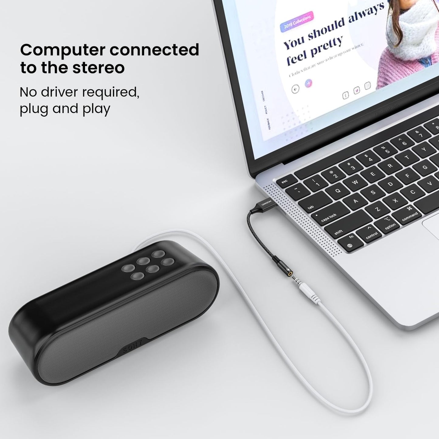 MOSWAG USB to 3.5mm Jack Audio Adapter,External Sound Card USB-with 3.5mm Aux Stereo Converter Compatible with Headset,PC,Laptop,Linux,Desktops