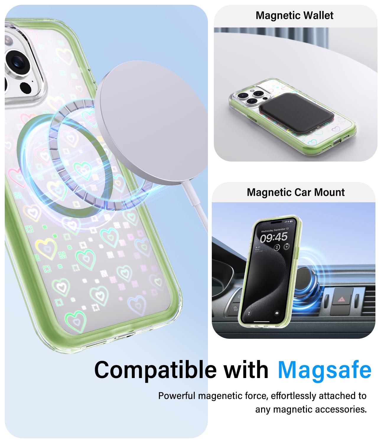 Vihibii for iPhone 15 Pro Max Case with Card Holder & Slide Camera Cover & Kickstand, Military Grade Drop Protection, Rugged Hard Back & Silicone Edge Wallet Phone Case