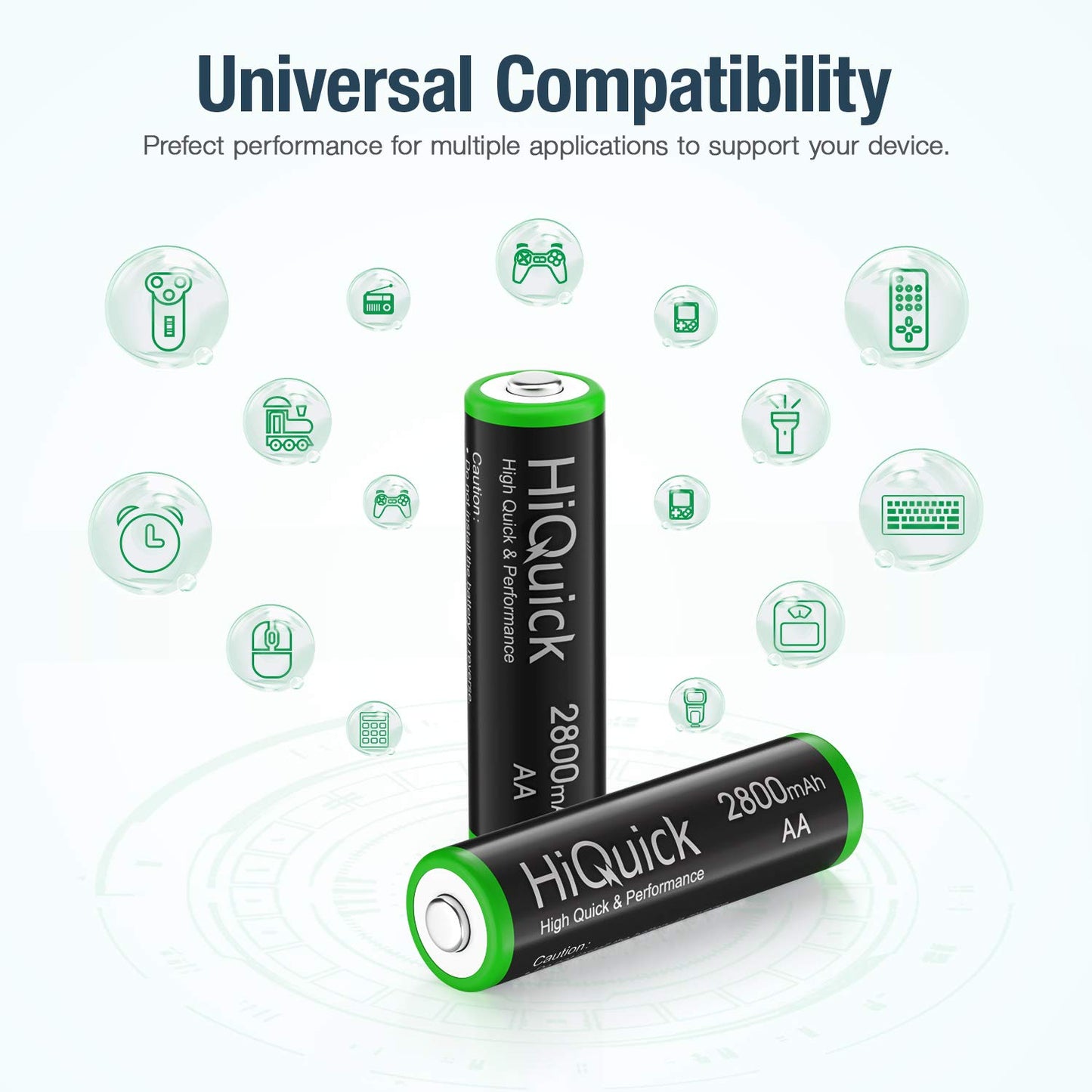 HiQuick Ni-MH AA 8pcs 2800mAh Rechargeable Batteries High Capacity 1.2 Volt(1.2 V) Rechargeable Battery AA Low Self-Discharge