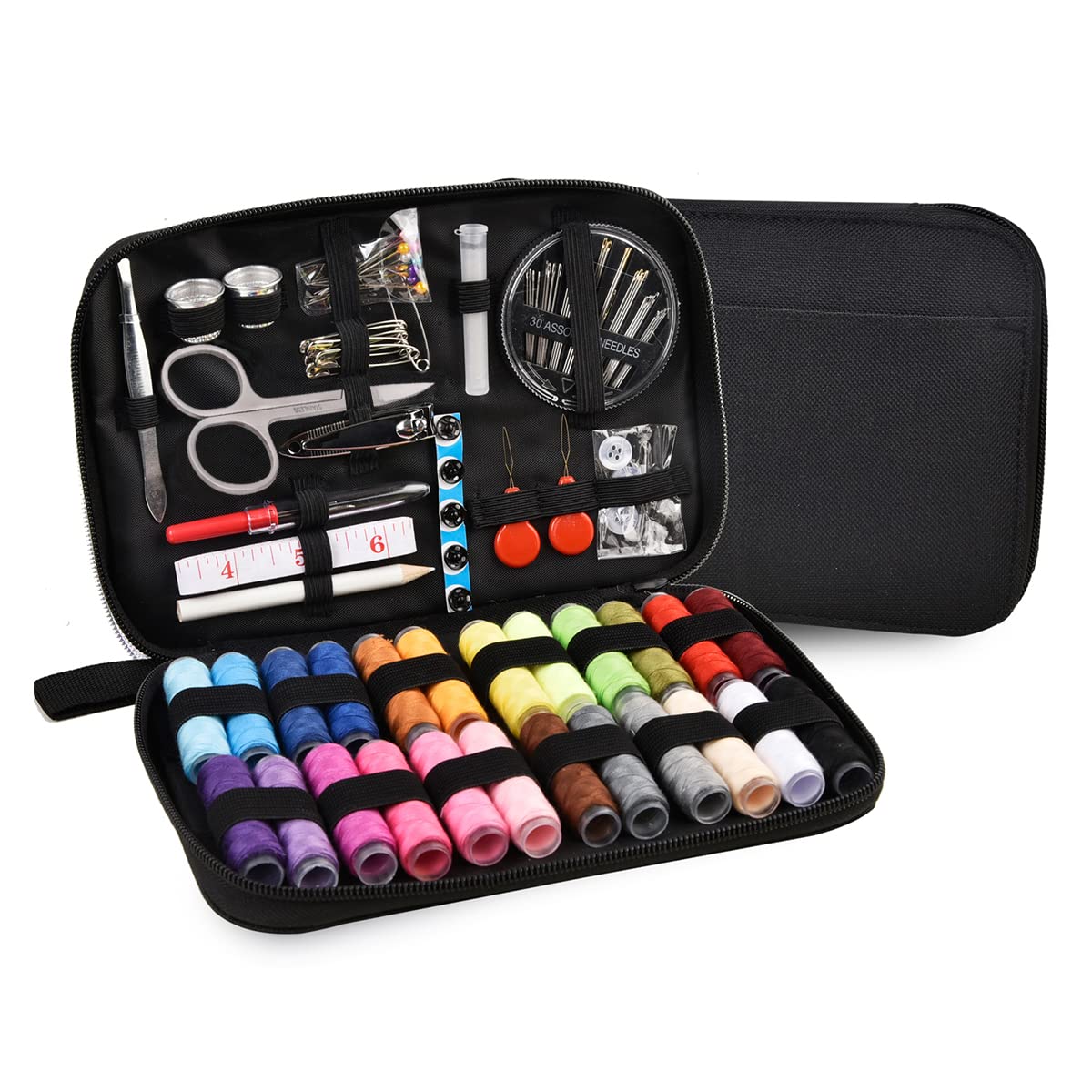 AUERVO Travel Mini Sewing Kit, Over 70 Premium Supplies, Filled with Needles, Scissors, Thimble, Thread, Tape Measure