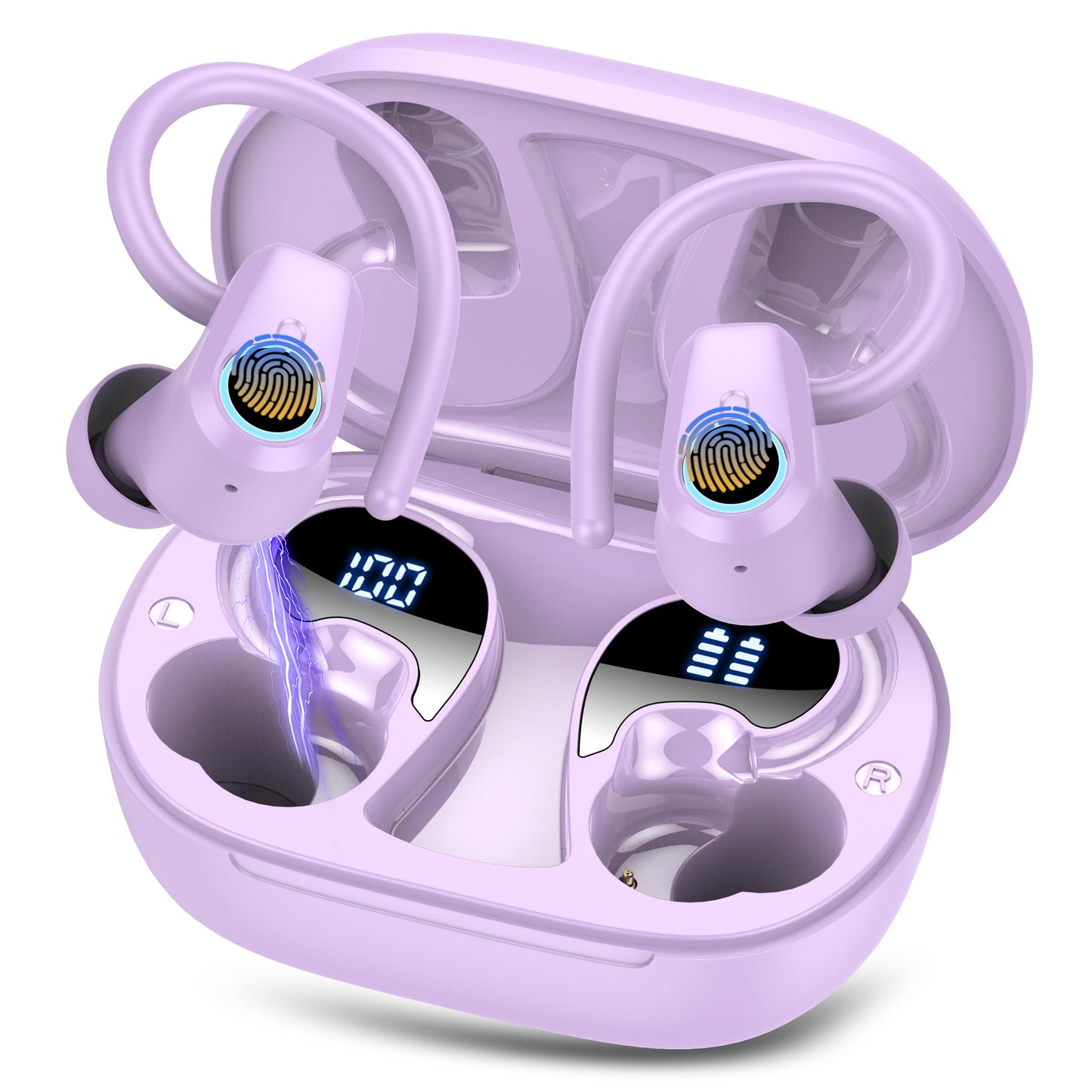 Waterproof Wireless Earbuds Bluetooth 5.3 – 4 ENC Noise Canceling Mics, 50H Battery, Dual LED Display, Sport Earhooks
