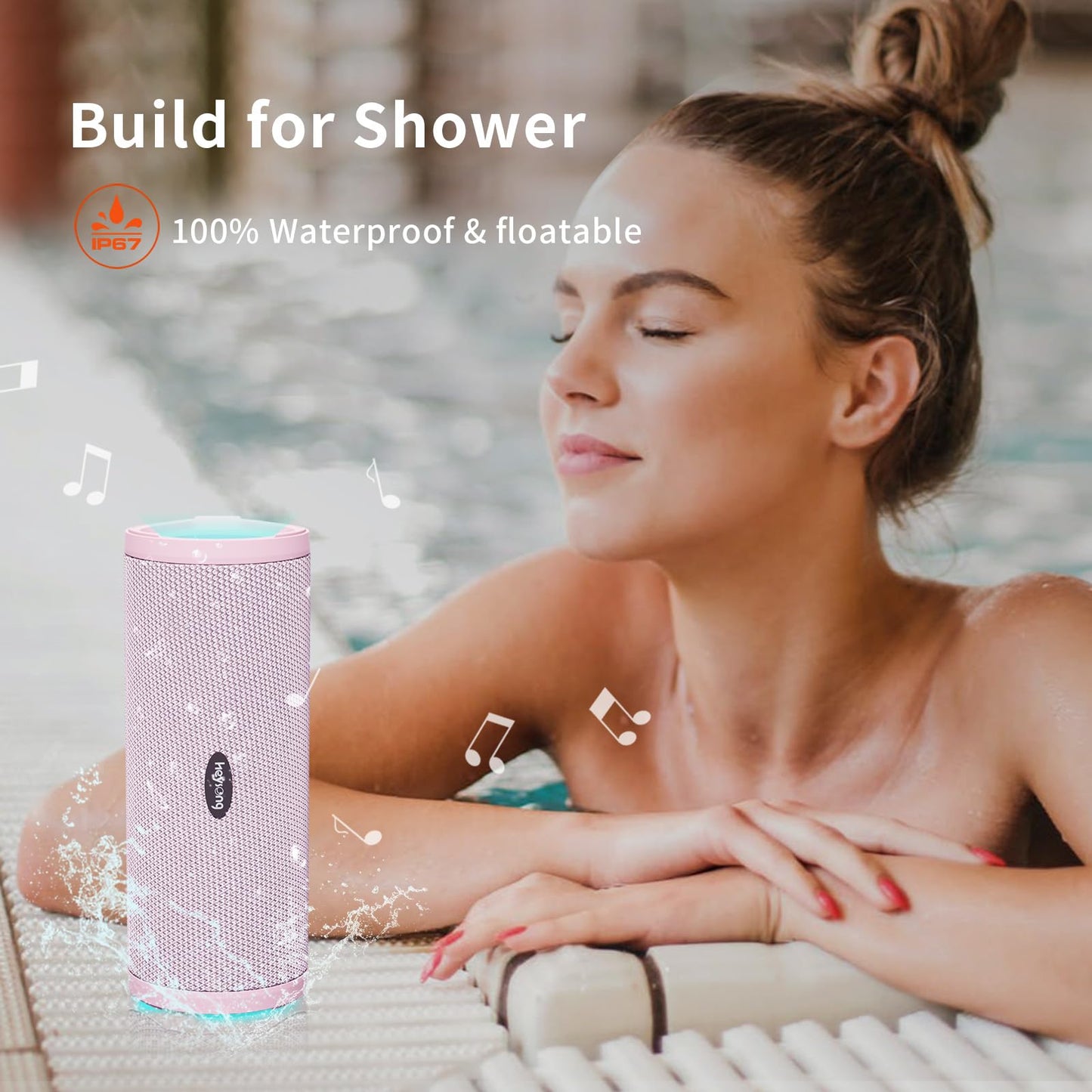 HEYSONG Portable Waterproof Bluetooth Speaker with LED Light – IPX7 Floating, Enhanced Bass, 40H Playtime, TF Card, True Wireless Stereo
