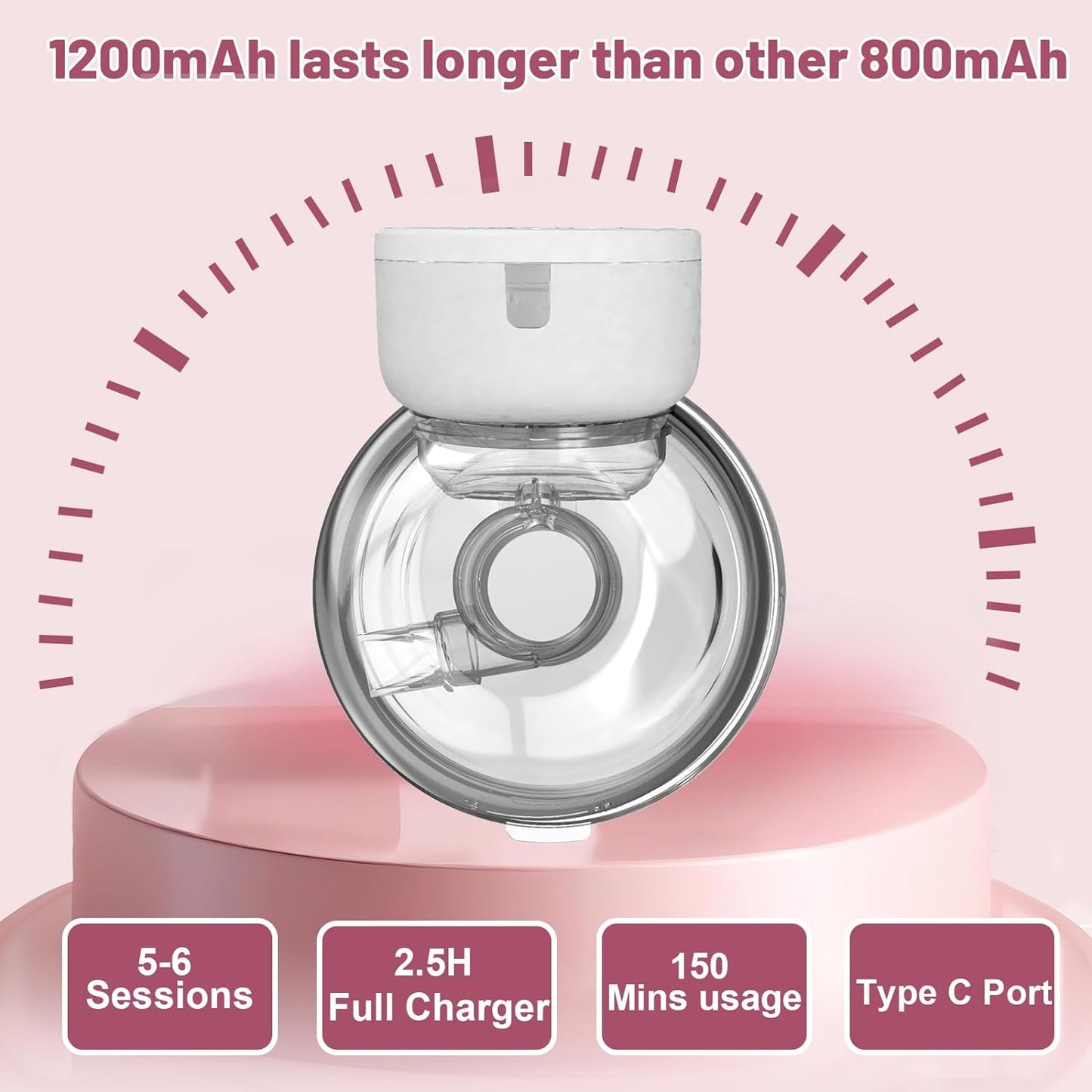 Painless Wearable Breast Pump – Hands Free, Low Noise, Adjustable
