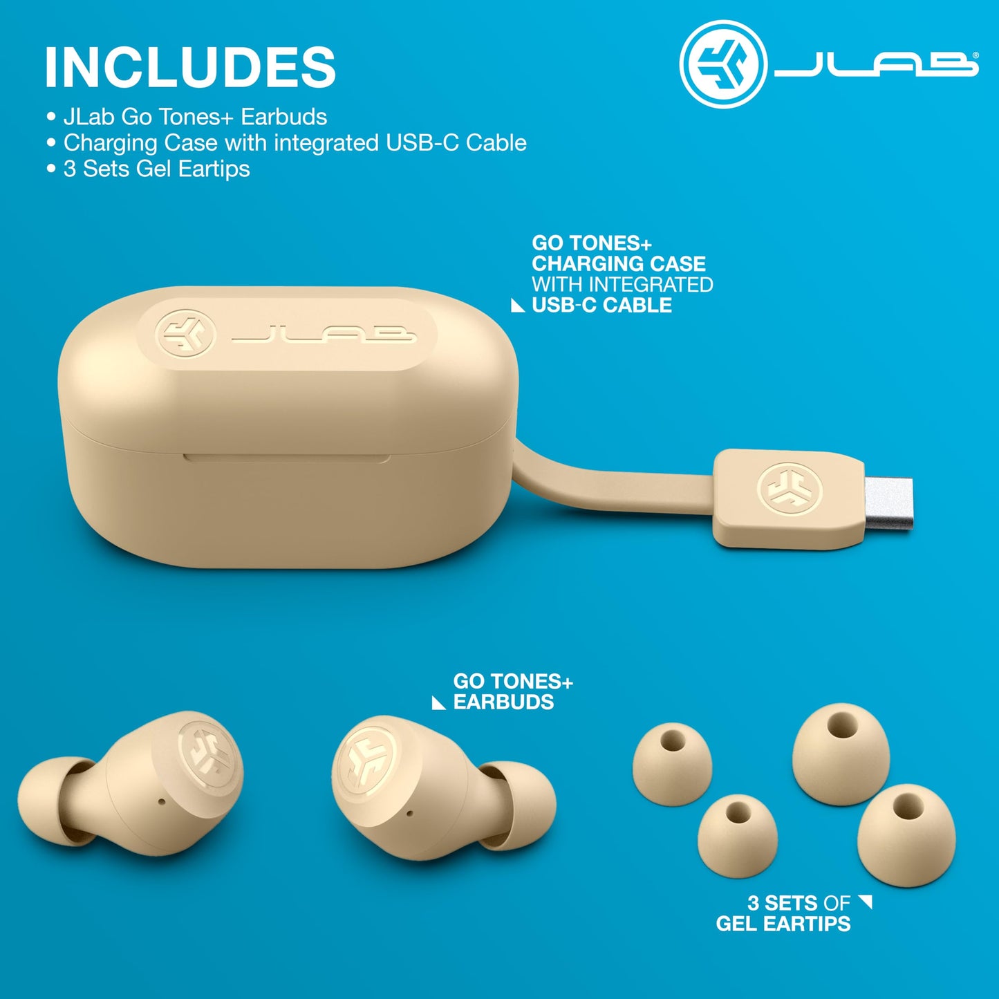 JLab Go Air Pop+ True Wireless Earbuds – Bluetooth Earphones with 35H Playtime, USB-C Charging Case, EQ3 Sound & Multipoint, Black