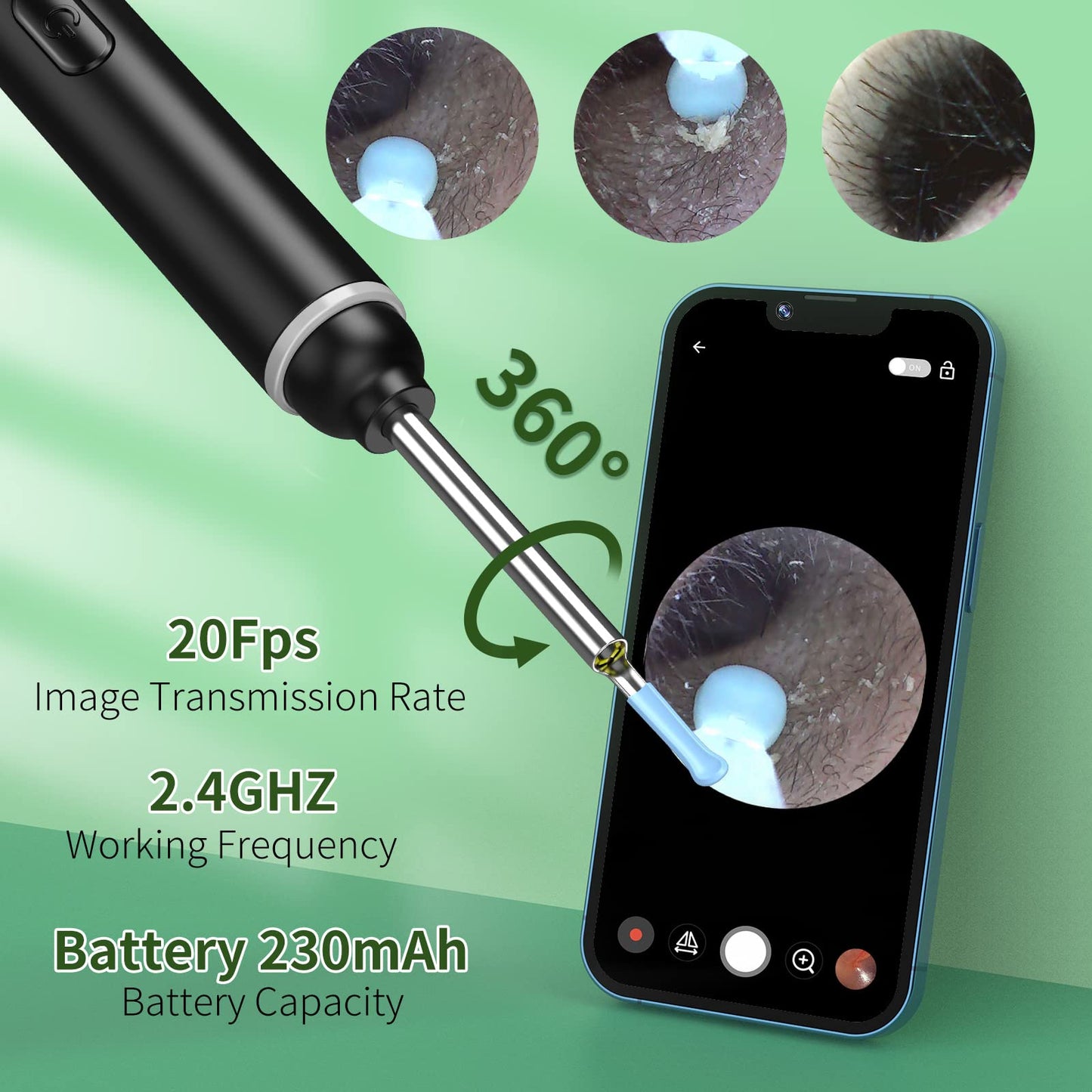 VITCOCO Ear Wax Removal Kit with 1920P HD Camera – Visual Ear Cleaner Otoscope with 6 LED Lights, 3mm Lens, Ear Cleaning Tool for iPhone, iPad & Android