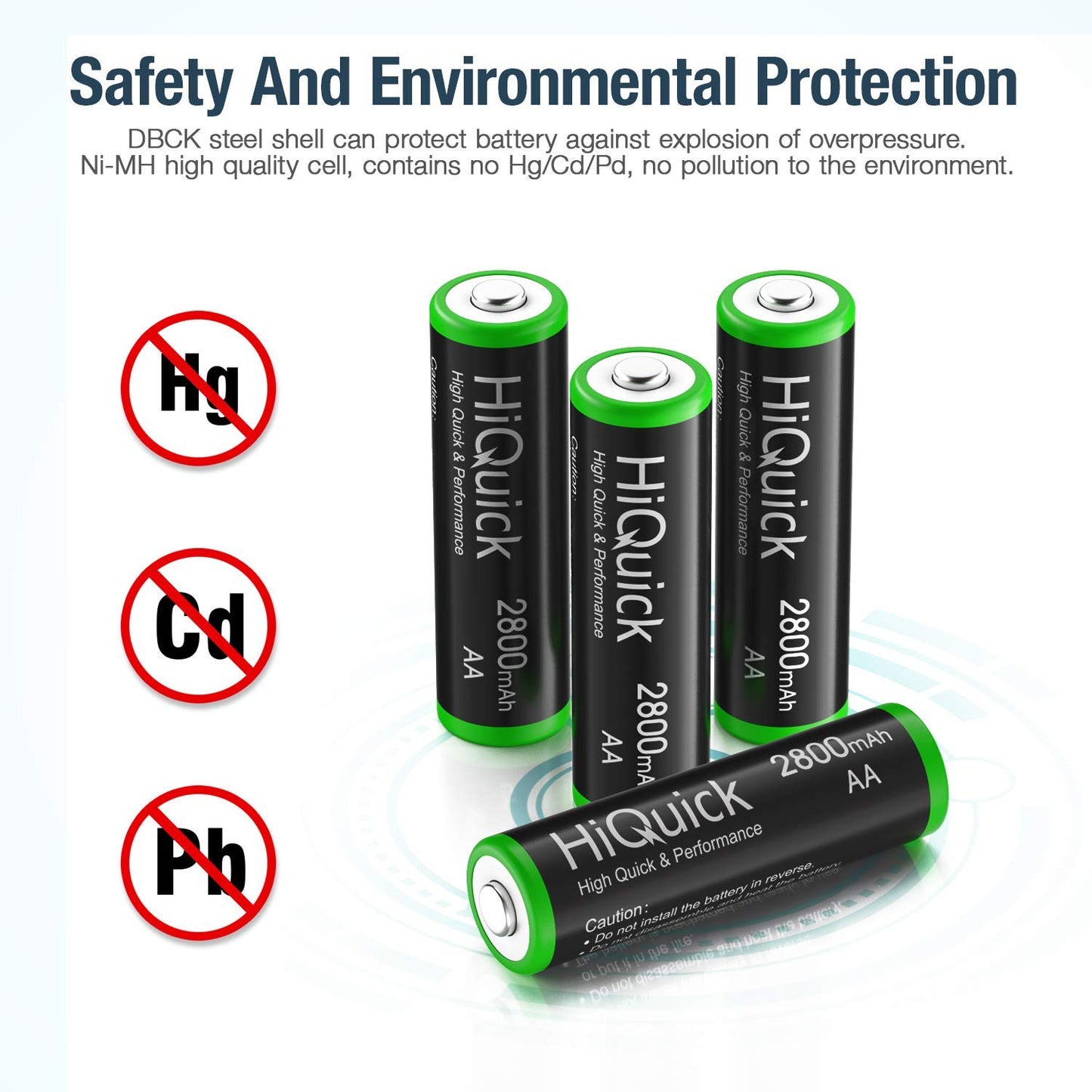 HiQuick Ni-MH AA 8pcs 2800mAh Rechargeable Batteries High Capacity 1.2 Volt(1.2 V) Rechargeable Battery AA Low Self-Discharge