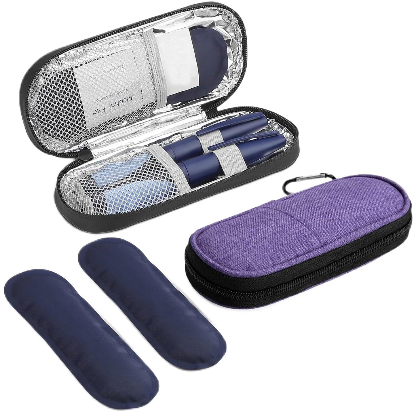 ARROMI Monjaro Insulin Cooler Travel Case – Diabetic Medicine Bag with 2 Ice Packs for Supplies (Blue)