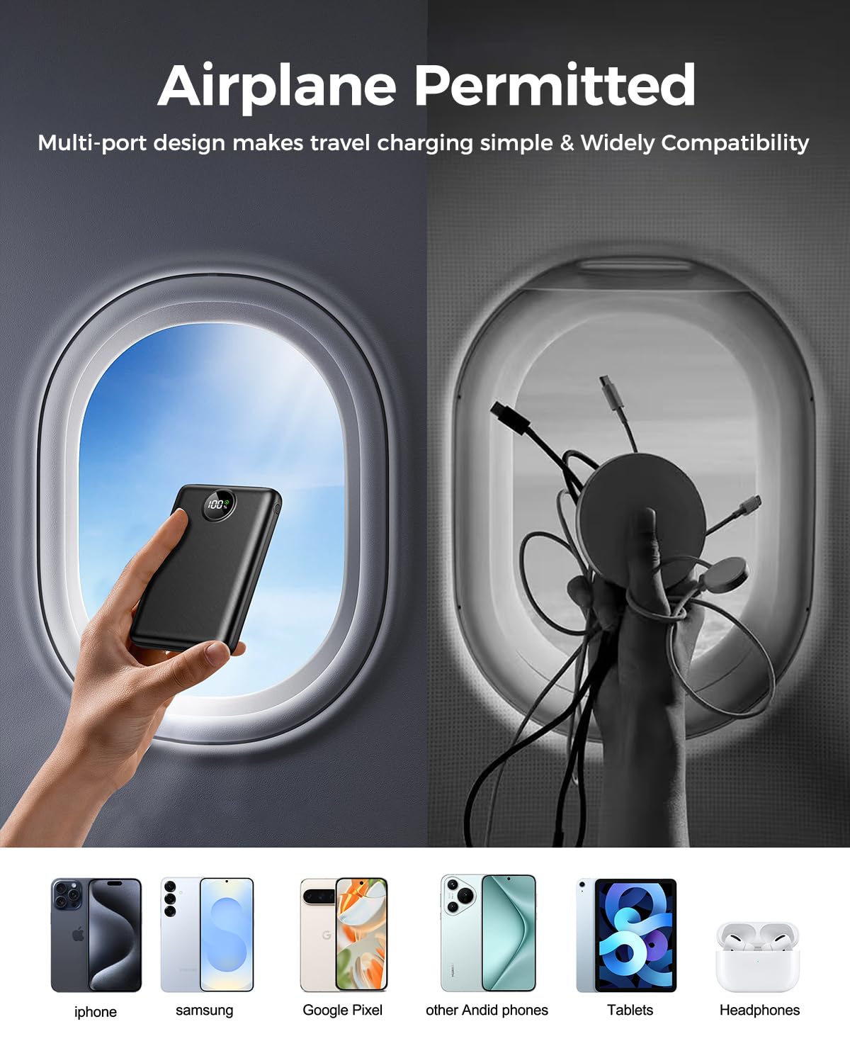 LKOUY 22.5W Super Fast Charging Power Bank – Ultra Slim, Lightweight, Triple Ports USB