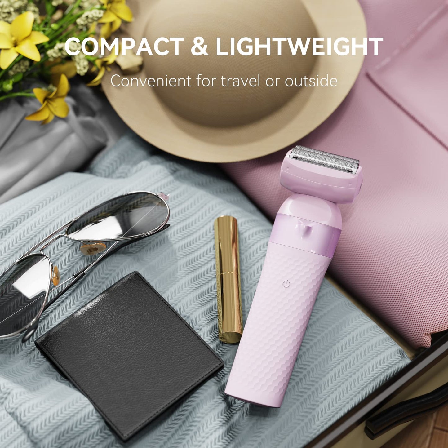Unibono Lady Shaver Trimmer Kit, Cordless Electric Razor for Women Body Hair Removal, Rechargeable, Pubic, Legs, Wet & Dry Painless Dual Foil Shave with LED Light