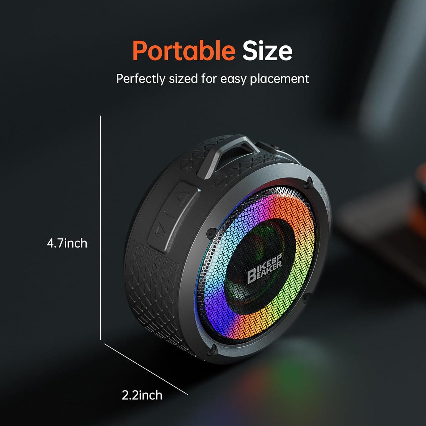 Bluetooth Shower Speaker, Portable Bluetooth Speaker HD Sound with Suction Cup/Lanyard, IPX7 Waterproof Wireless Speaker with RGB Light, Built-in Mic, USB, Mini Speaker for Bathroom, Party, Outdoor
