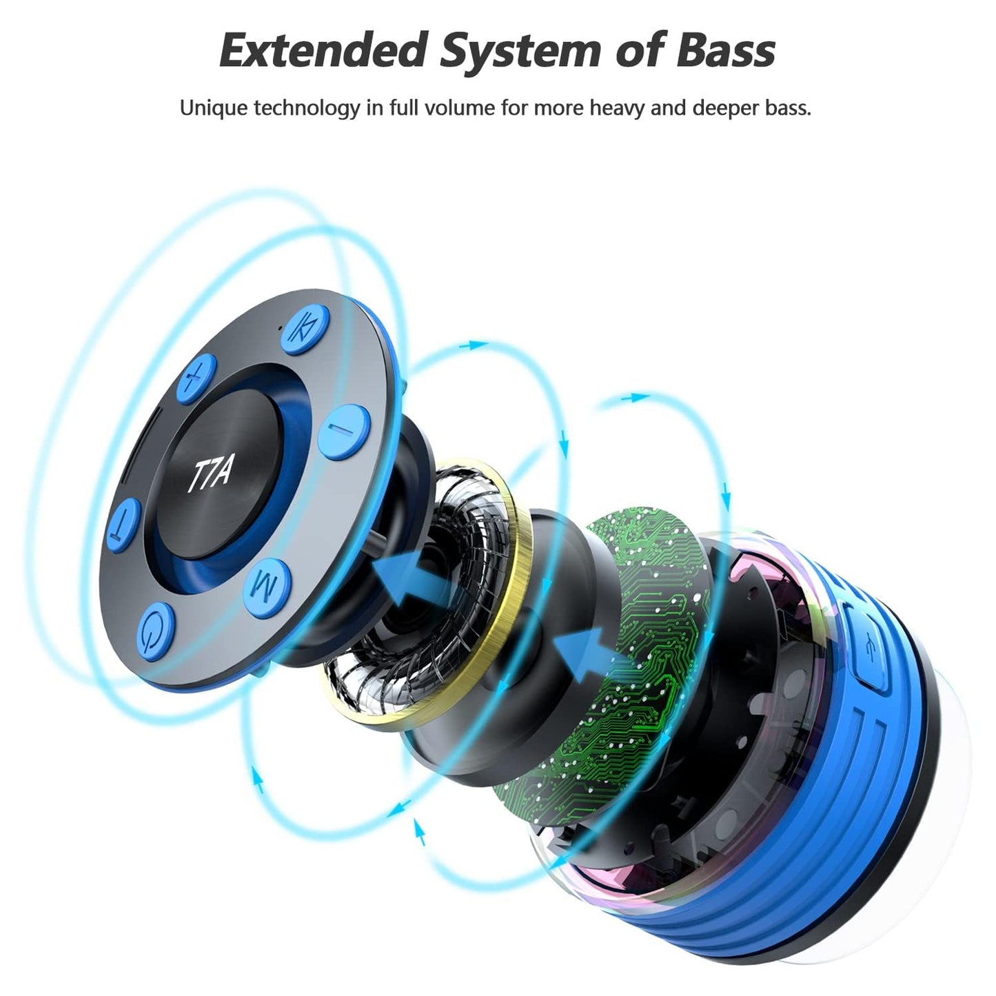 Dyurwa Bluetooth Shower Speaker, IPX7 Waterproof Portable Bluetooth Speaker with Suction Cup, Wireless 360°Surround Sound, LED Light Show, Built-in Mic, for Party, Travel, Beach, Outdoor