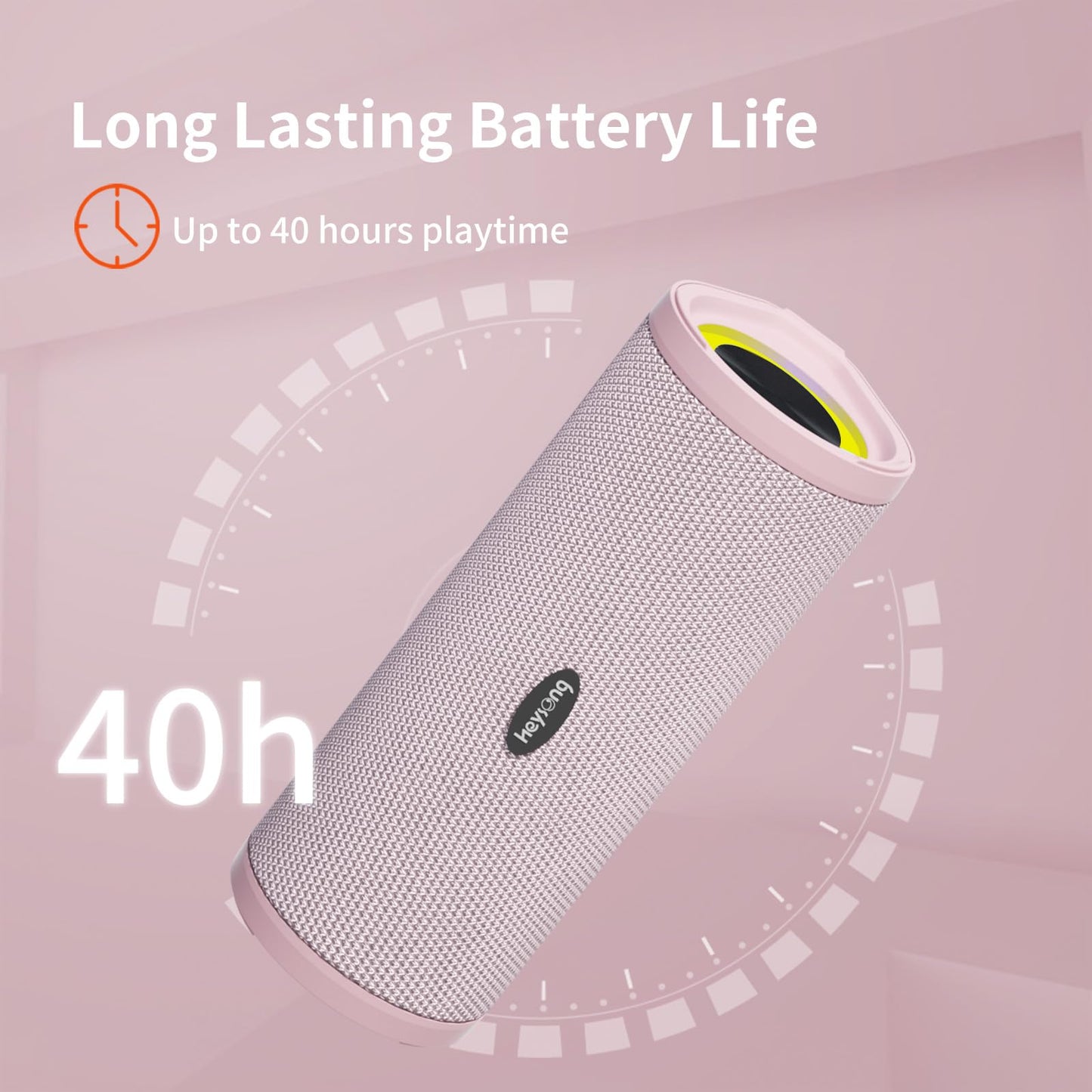 HEYSONG Portable Waterproof Bluetooth Speaker with LED Light – IPX7 Floating, Enhanced Bass, 40H Playtime, TF Card, True Wireless Stereo