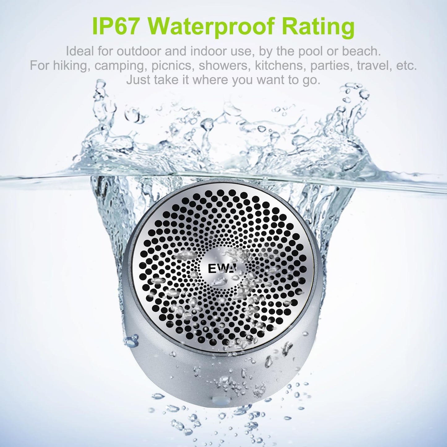 EWA A106 Pro Wireless Mini Bluetooth Speaker with Travel Case – IP67 Waterproof, Custom Bass Radiator, Portable & Loud (Black)