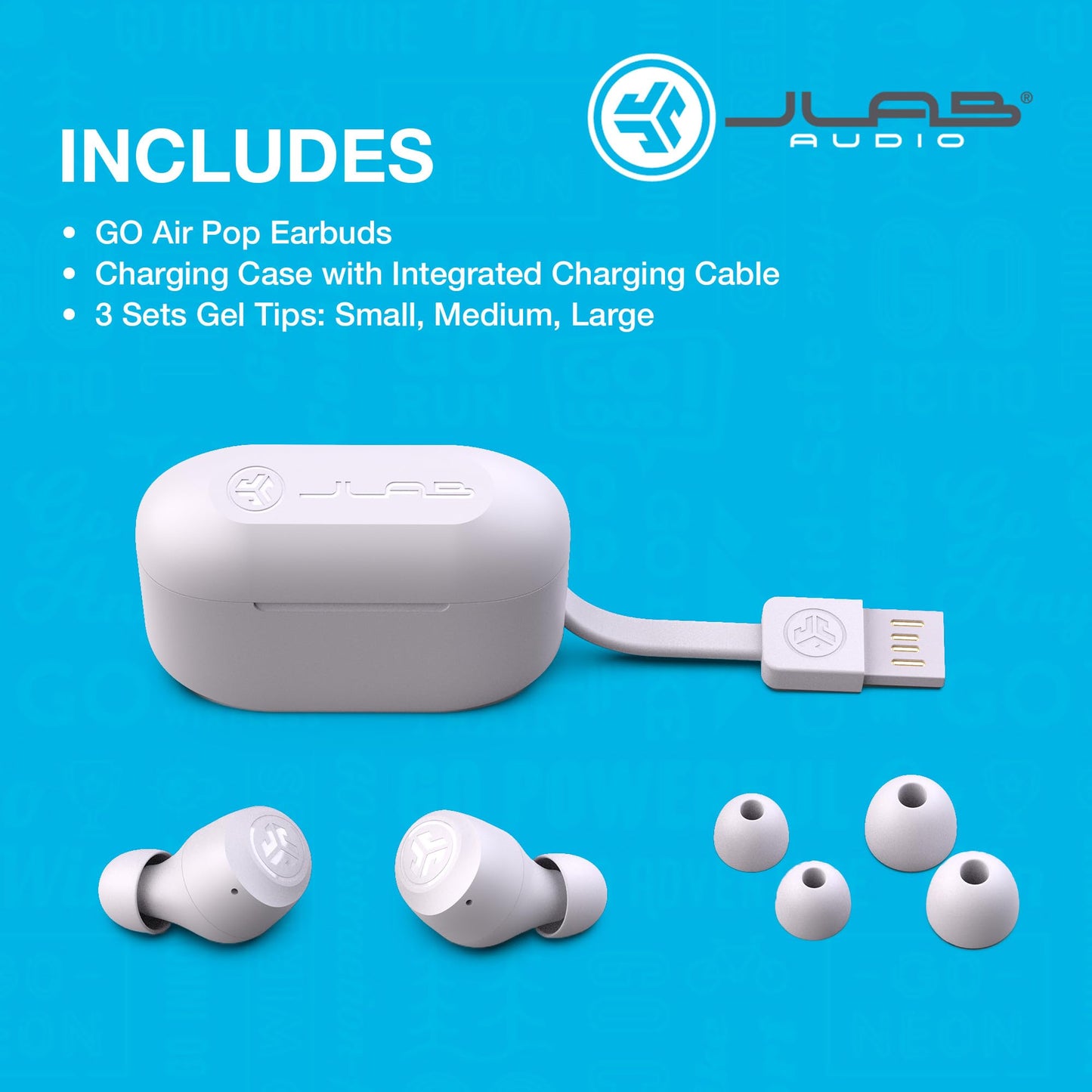 JLab Go Air Pop+ True Wireless Earbuds – Bluetooth Earphones with 35H Playtime, USB-C Charging Case, EQ3 Sound & Multipoint, Black