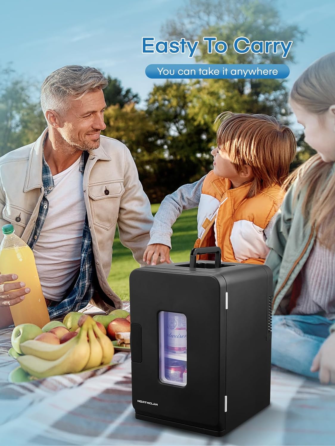 Mini Fridge 15L – Small DC Powered Cooler & Warmer for Bedroom, Car, Office, Travel, Holds 21 Cans, Perfect for Beauty & Drinks
