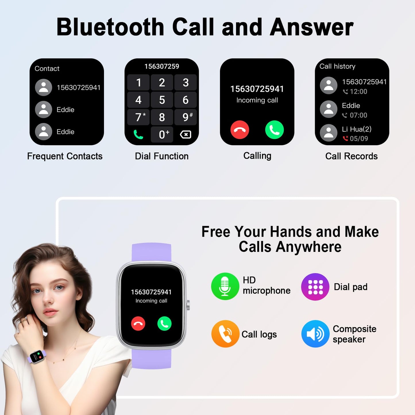 Smart Watch for Men Women Answer/Make Calls, 1.91" Fitness with Heart Rate Sleep Monitor, Step Counter Fitness Sports Activity Waterproof