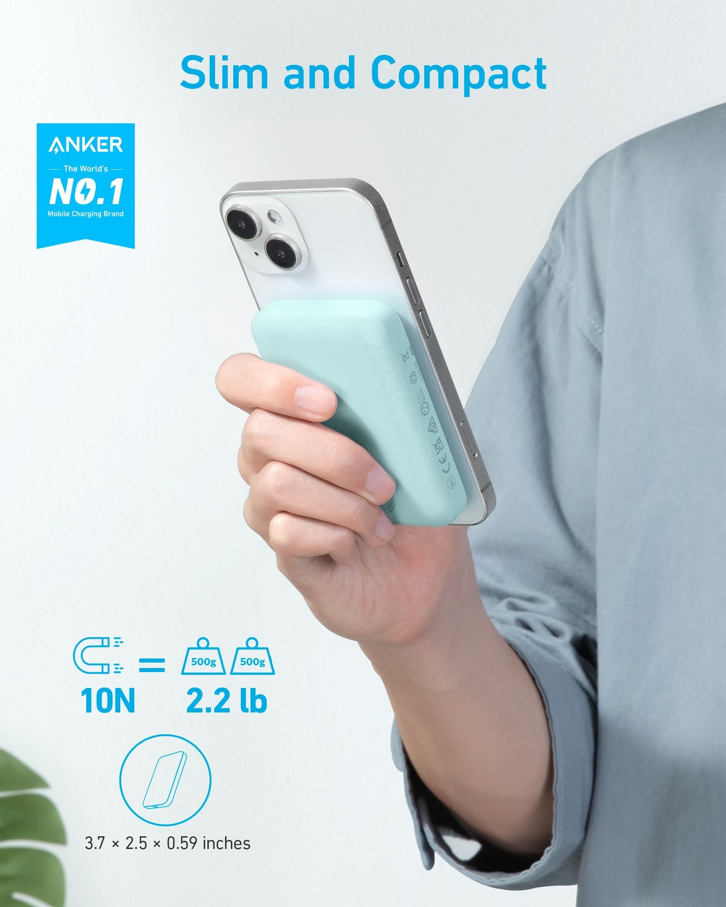 Anker Power Bank, 321 Magnetic Battery 5,000mAh Magnetic Wireless Portable Charger, Compatible with iPhone 15/15 Plus/15 Pro/15 Pro Max